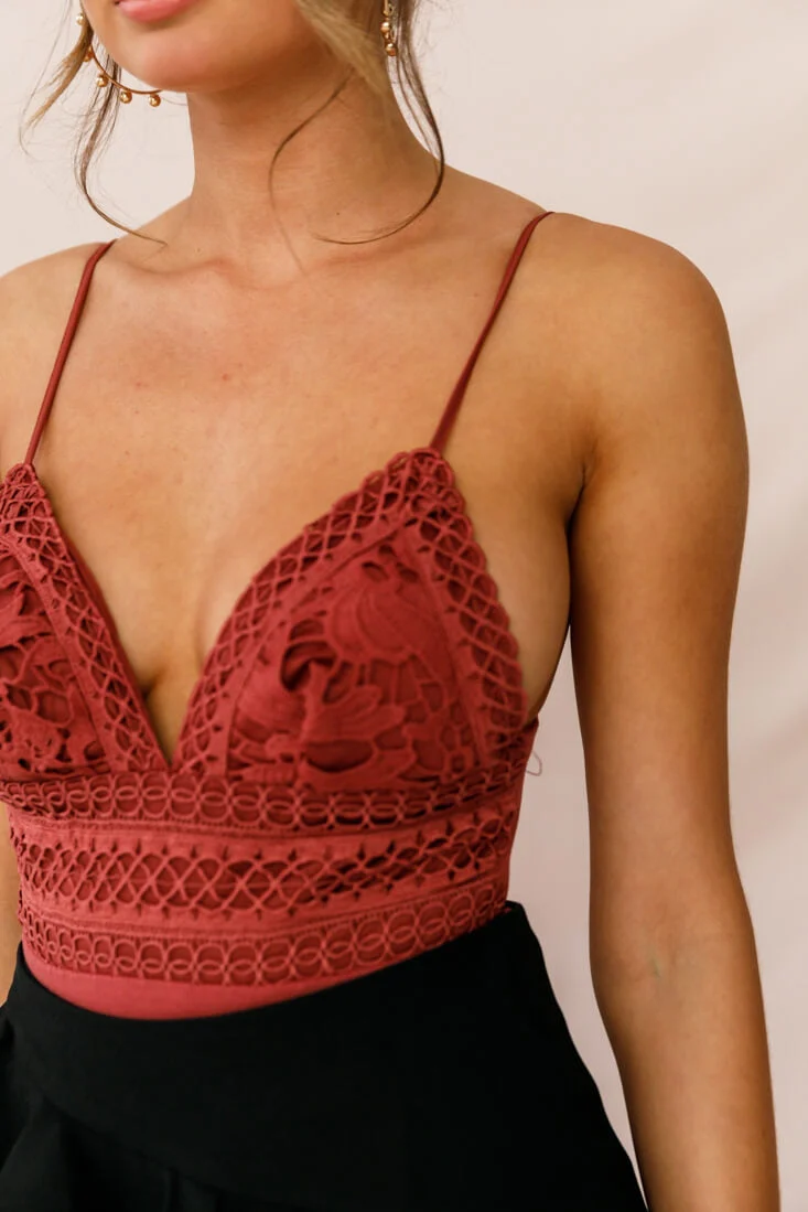Sanctuary Tie Back Applique Bodysuit Rose - Image 5