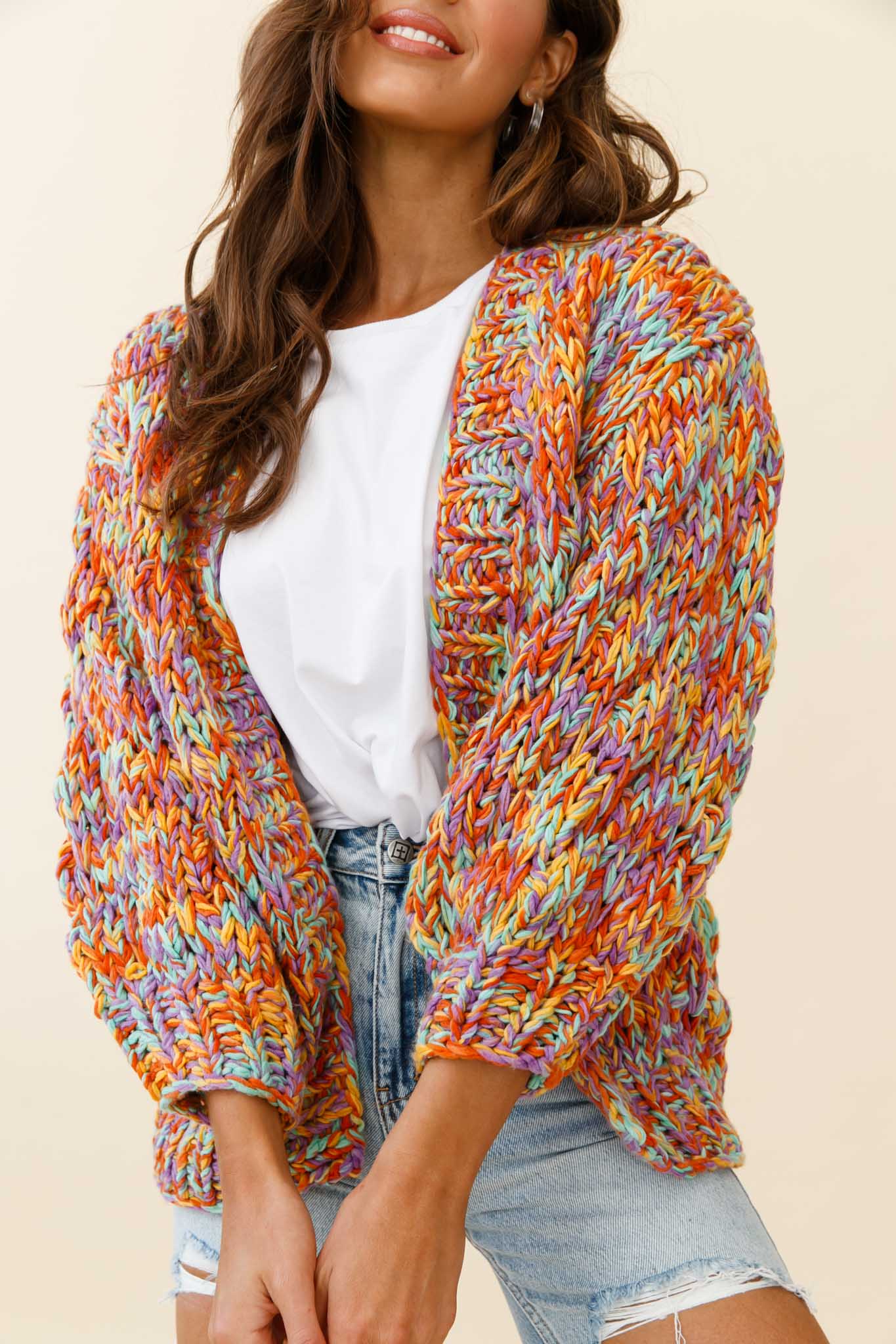 Santa Ana Chunky Knit Cardigan Funfetti - Image 4