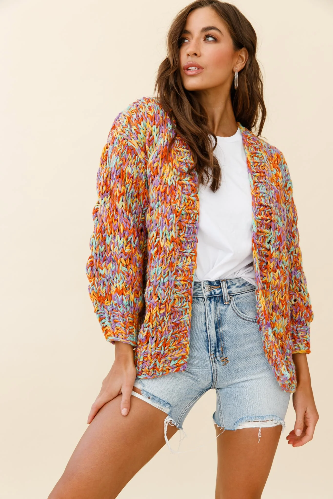 Santa Ana Chunky Knit Cardigan Funfetti - Image 6