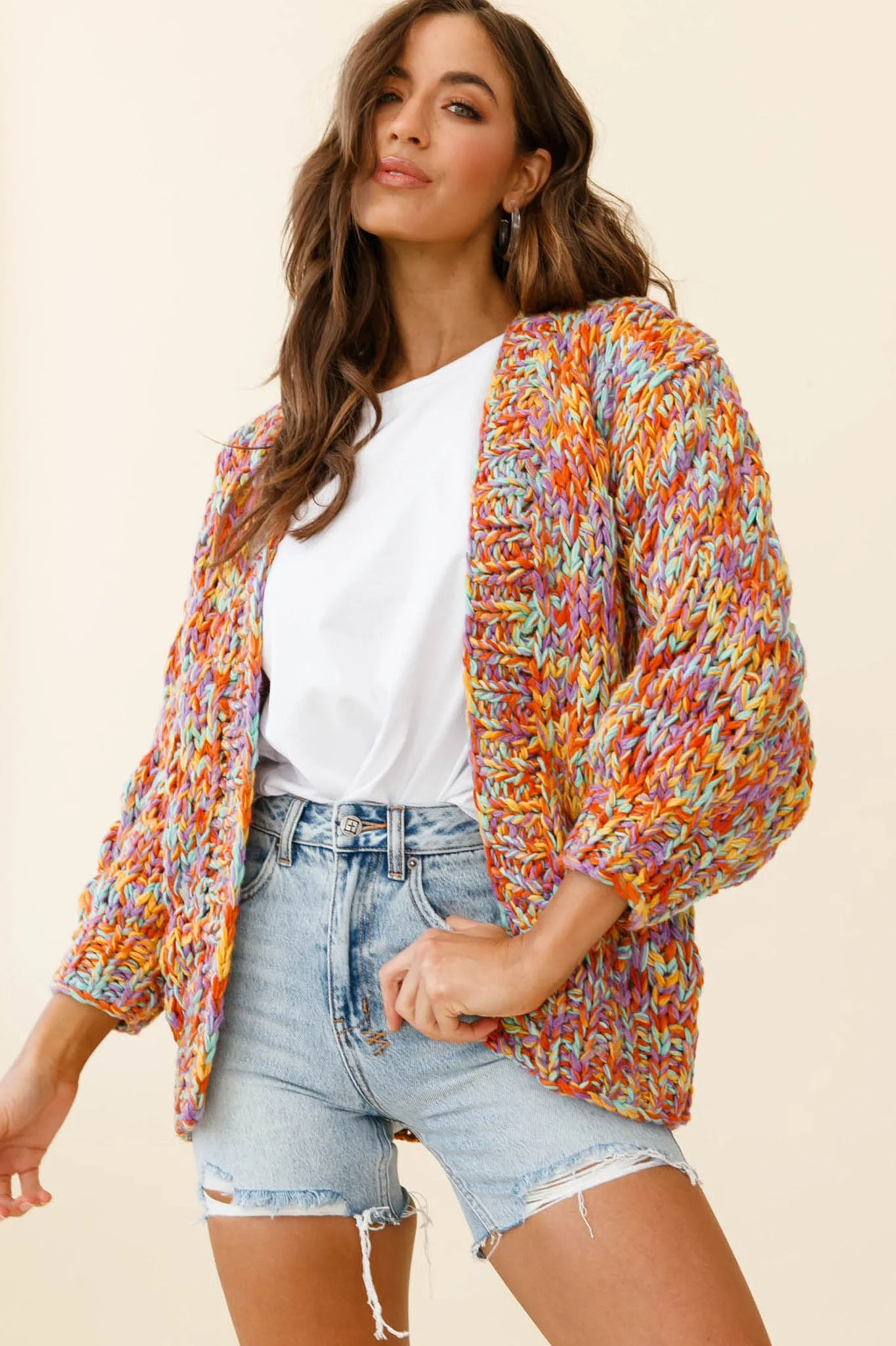 Santa Ana Chunky Knit Cardigan Funfetti - Image 7