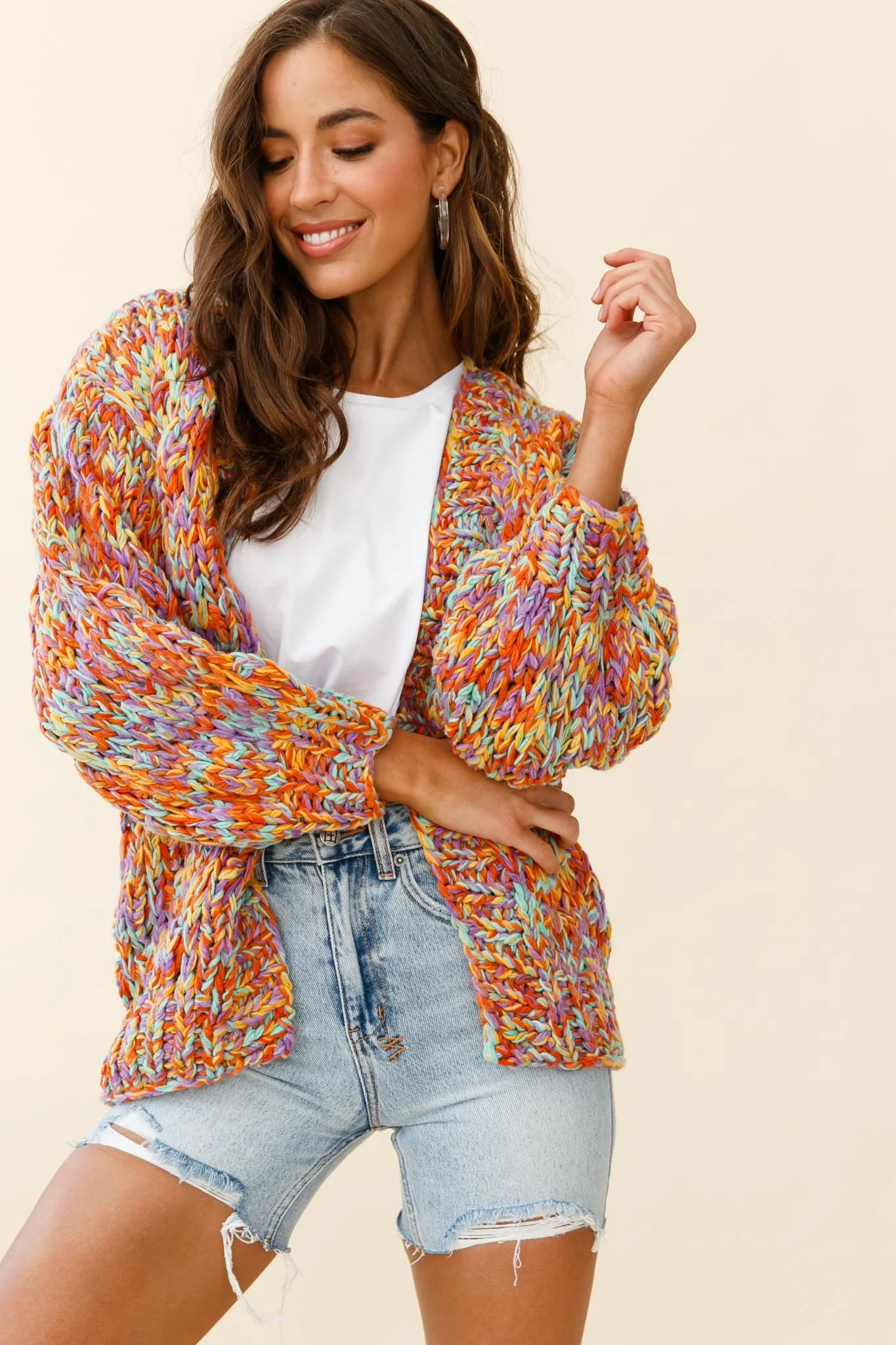 Santa Ana Chunky Knit Cardigan Funfetti - Image 8