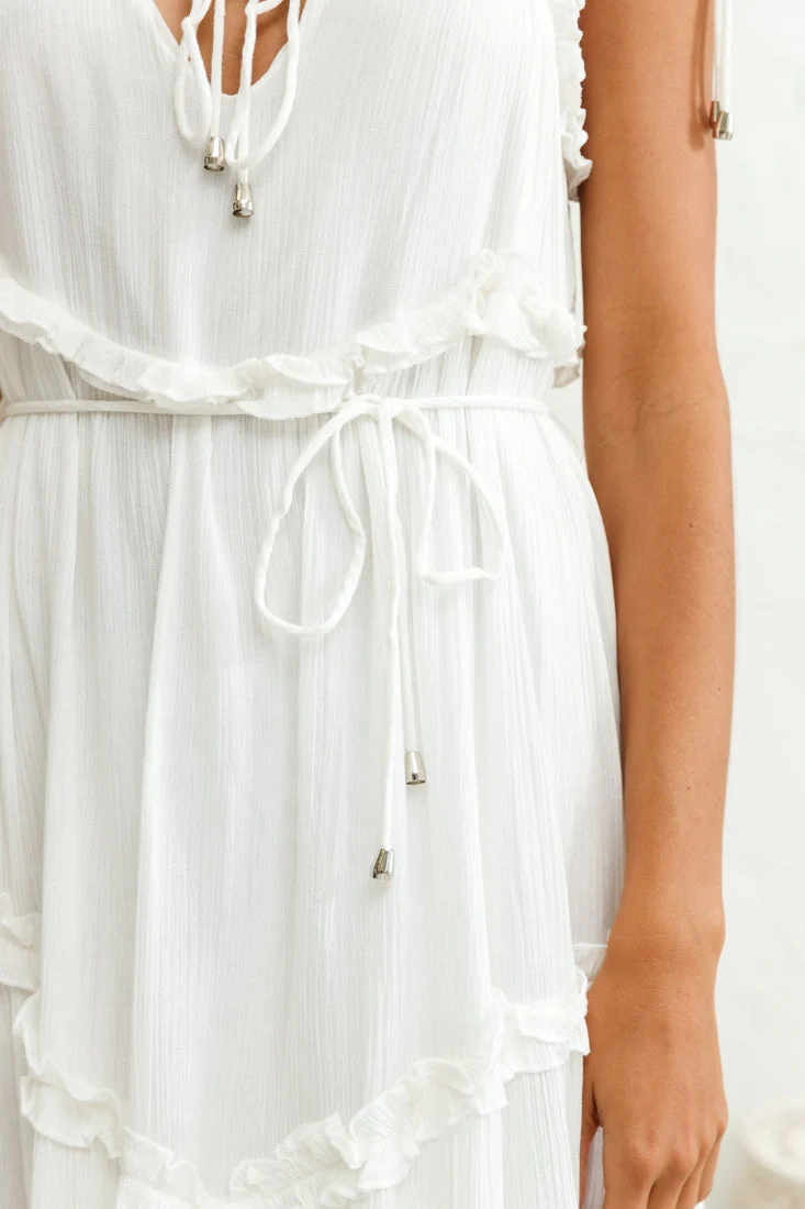 Santa Monica String Tie Maxi Dress White - Image 5