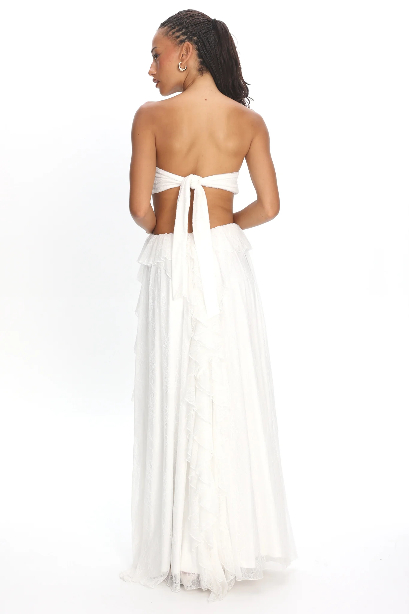 Santiago Cut-Out Ruffle Dress Lace White - Image 3