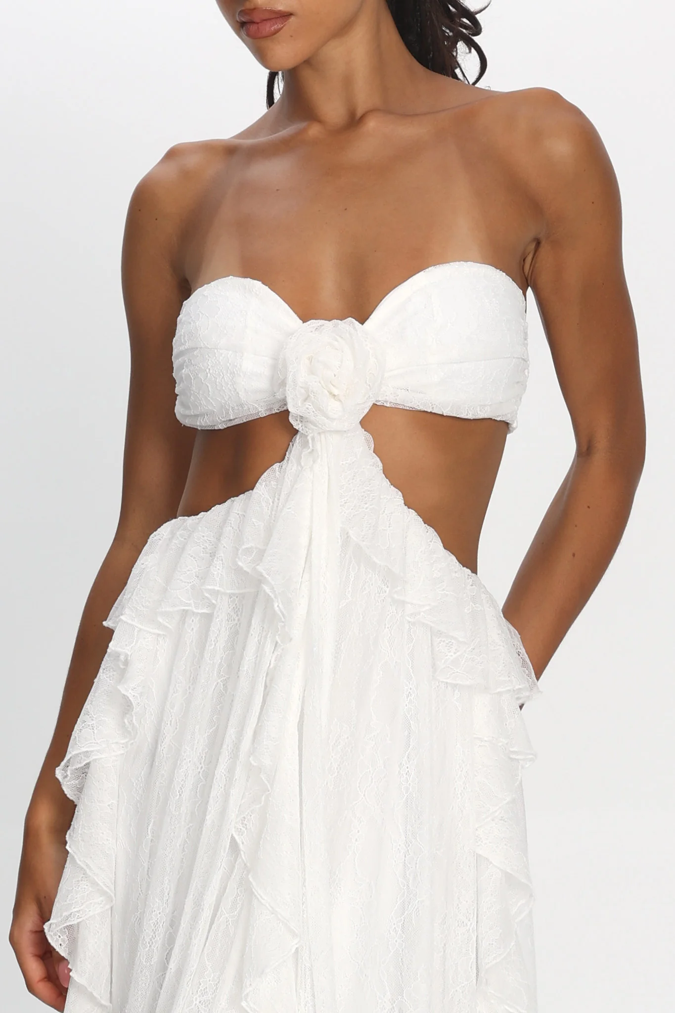 Santiago Cut-Out Ruffle Dress Lace White - Image 4