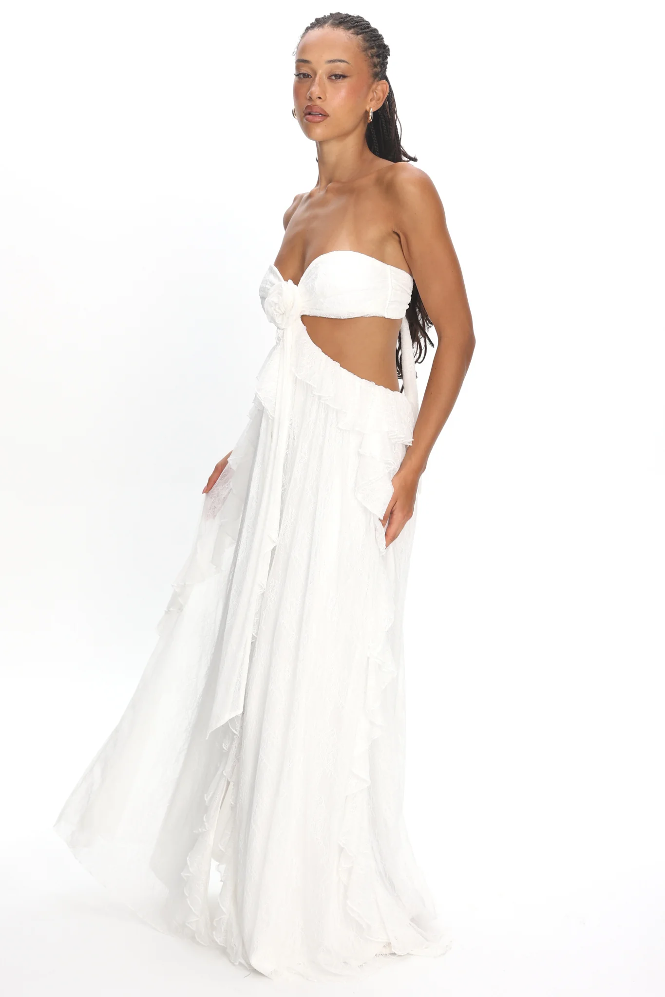 Santiago Cut-Out Ruffle Dress Lace White - Image 5