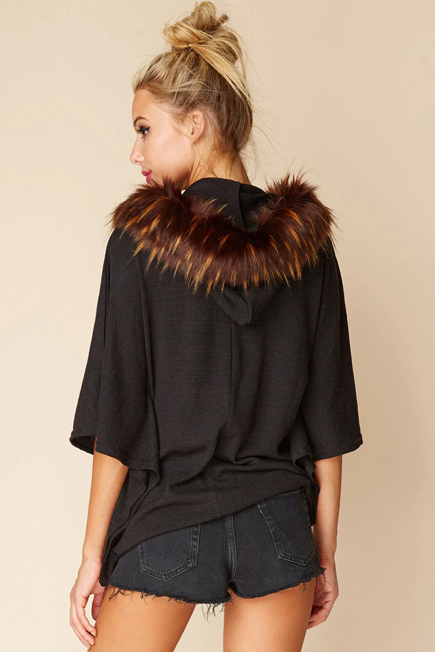 Sarie Faux Fur Sweater Black - Image 4