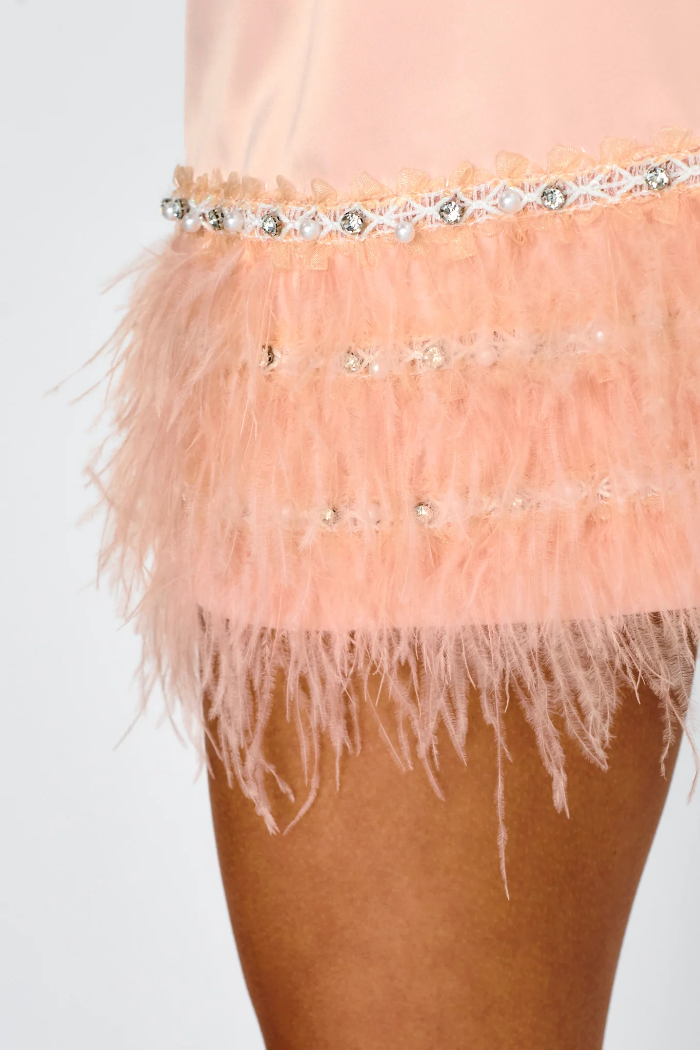 Sashay Feather Trim Mini Skirt Pink - Image 4
