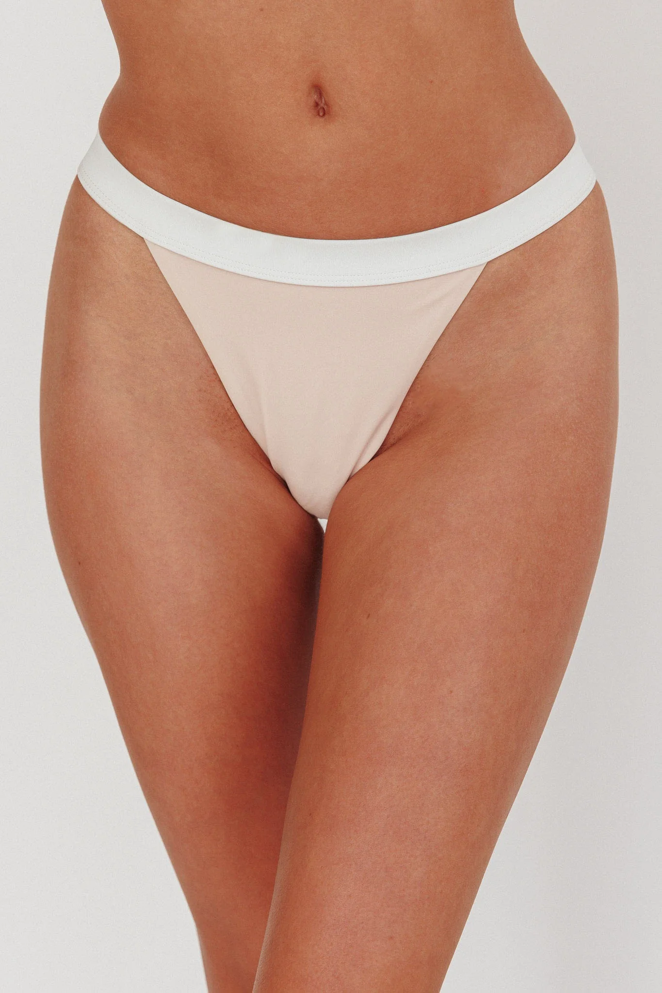 Saskia Contrast Waist Bikini Bottoms Blush/Off White - Image 4