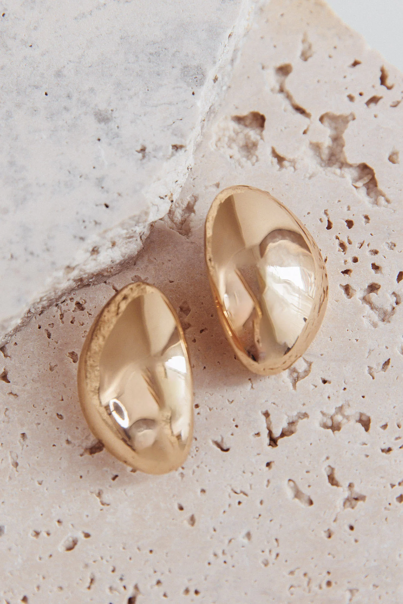 Sassie Irregular Pebble Earrings Gold - Image 2