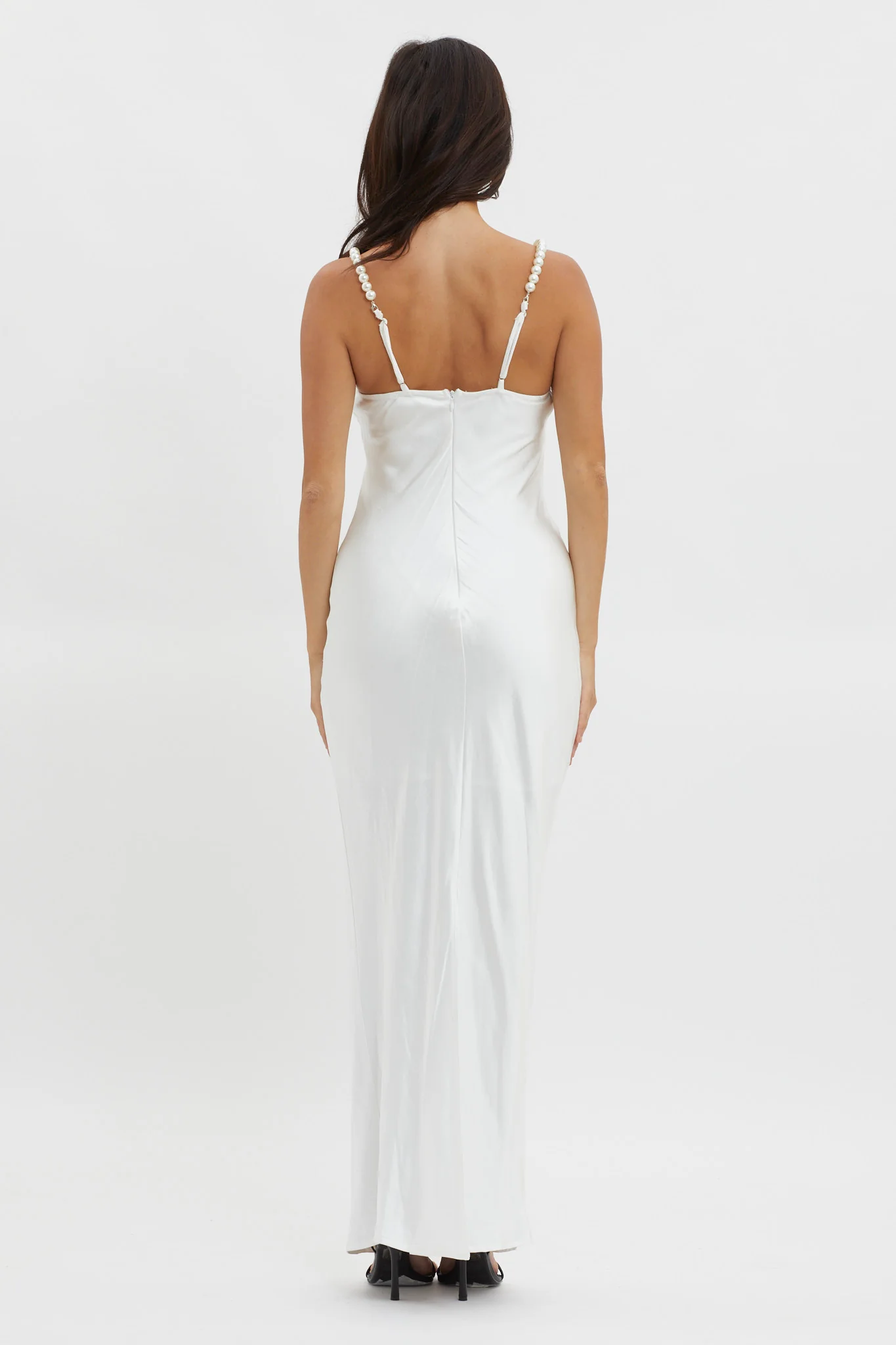 Saving Grace Pearl Strap Maxi Dress Oyster - Image 2