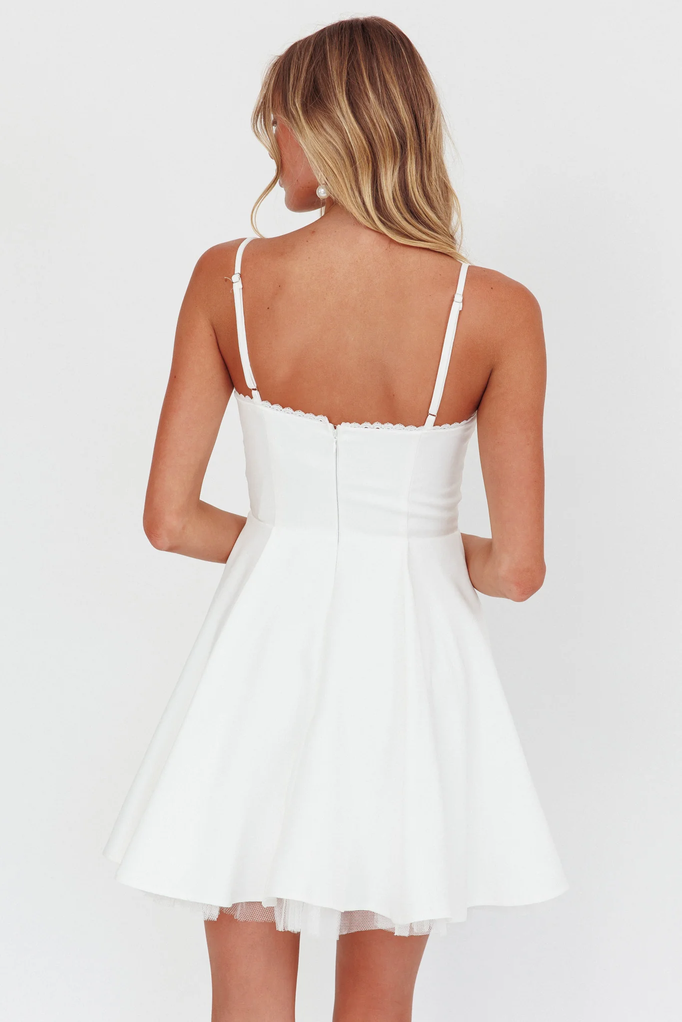 Scully Frill Trim A-Line Mini Dress White - Image 3