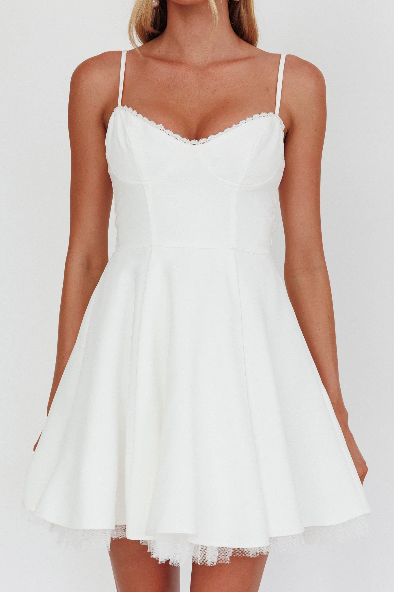 Scully Frill Trim A-Line Mini Dress White - Image 4