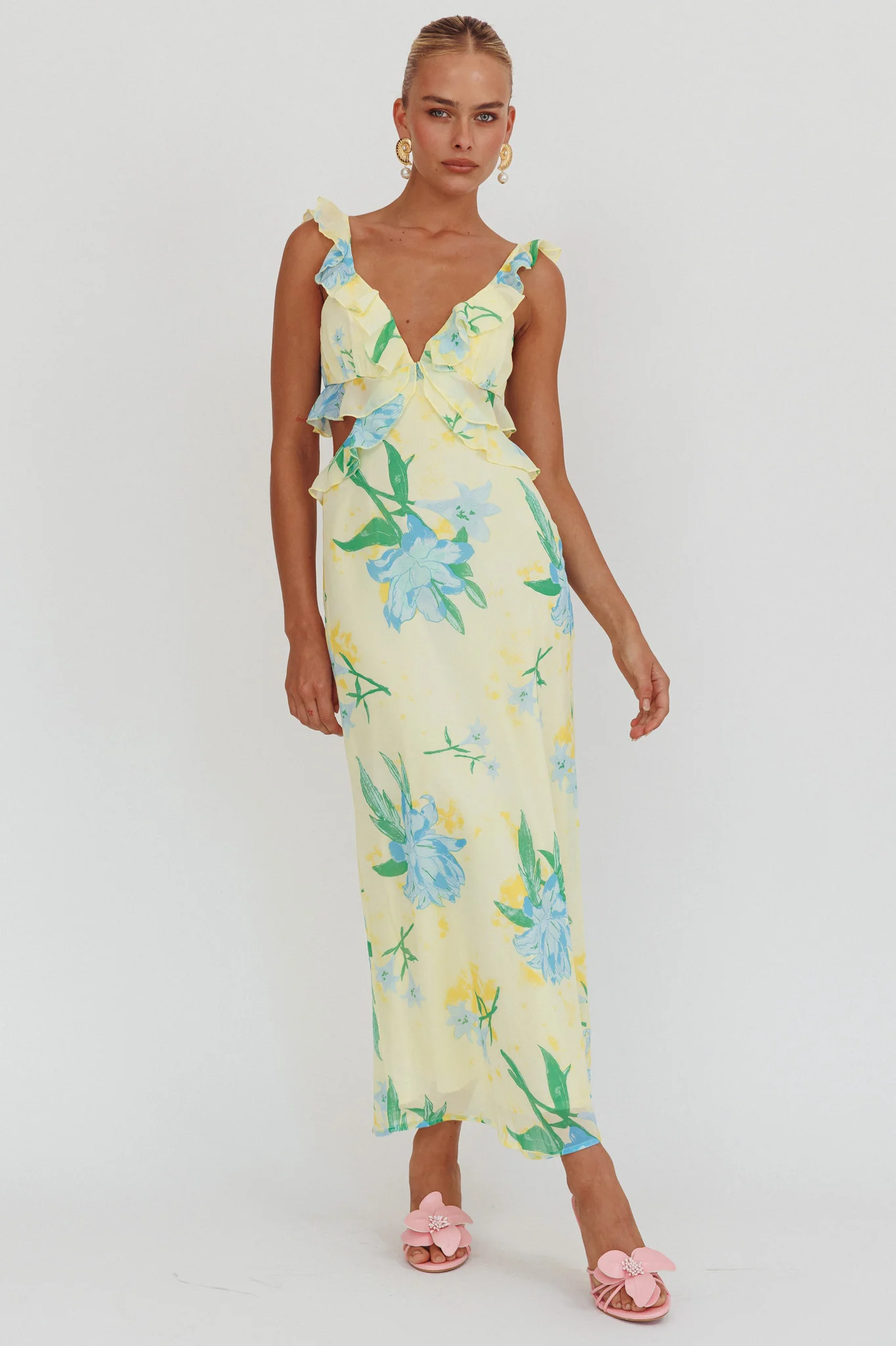 Second Chances Ruffle Trim Maxi Dress Lily Blue - Image 4