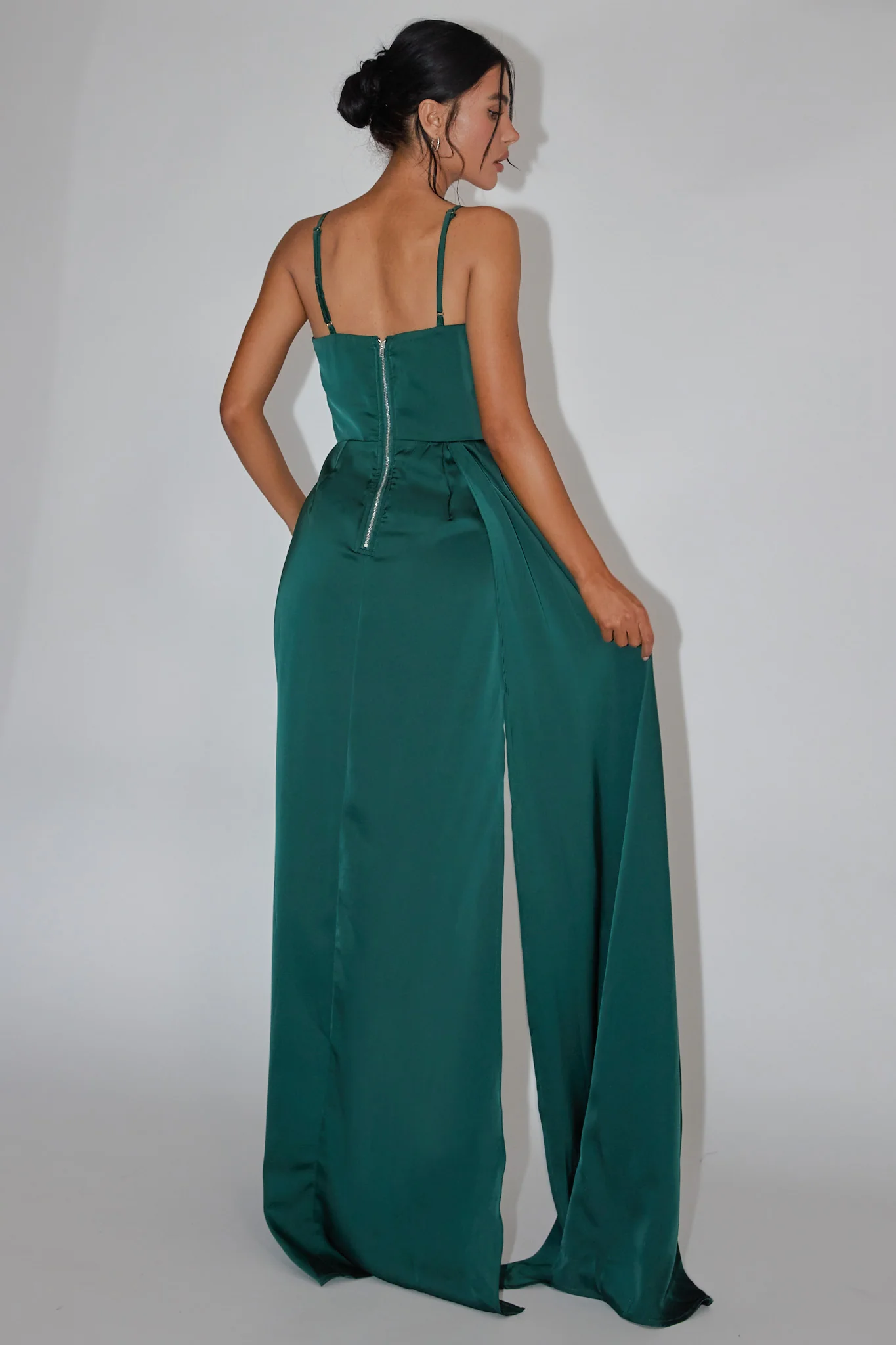 Secret Sweetheart Neckline Split Maxi Dress Hunter Green - Image 2