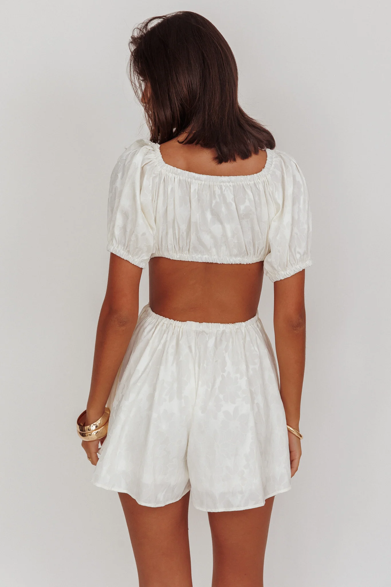 See The Light Puff Sleeves Romper Ivory - Image 2
