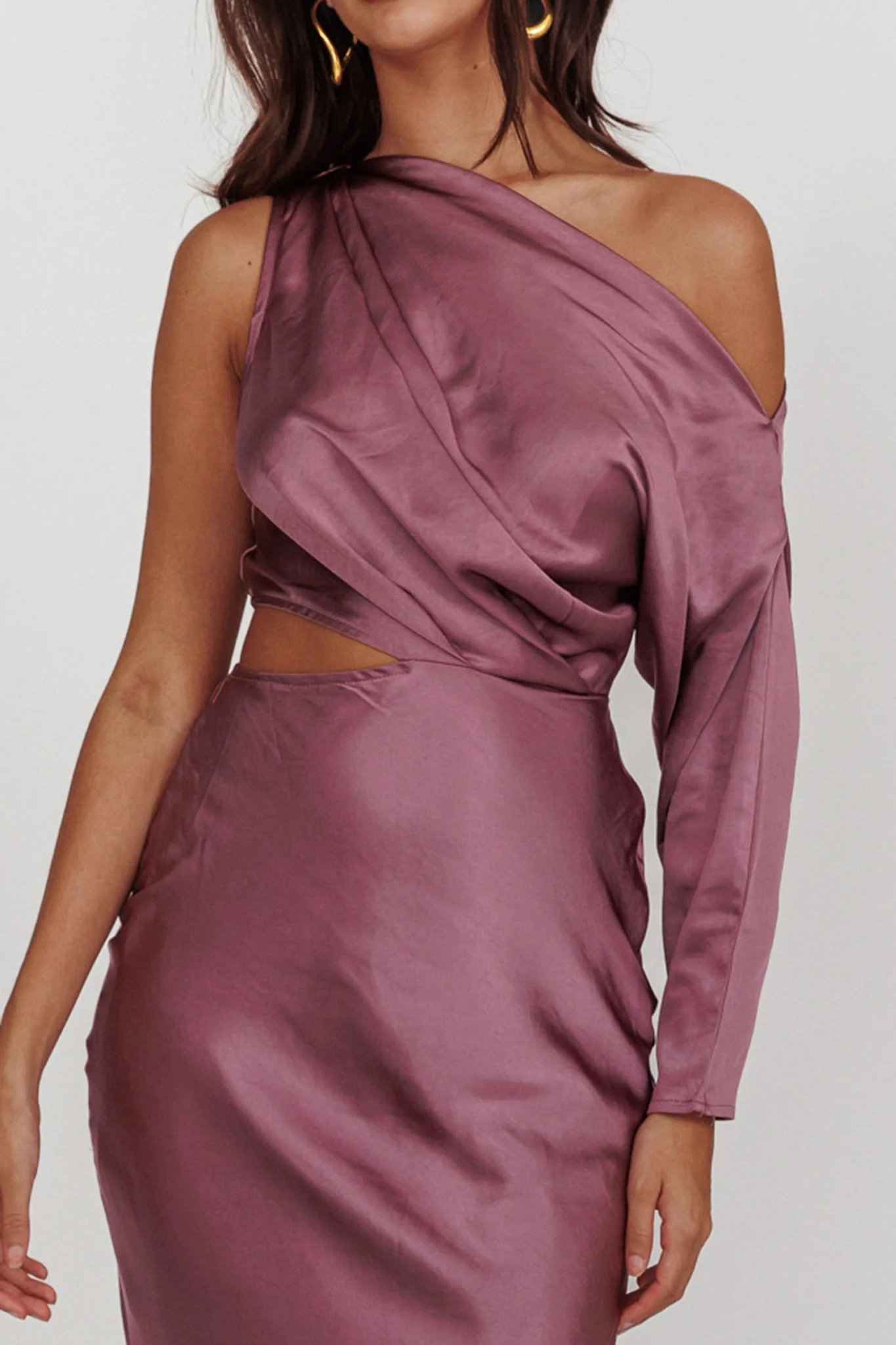 See You Again One Sleeve Maxi Dress Grape - Image 4