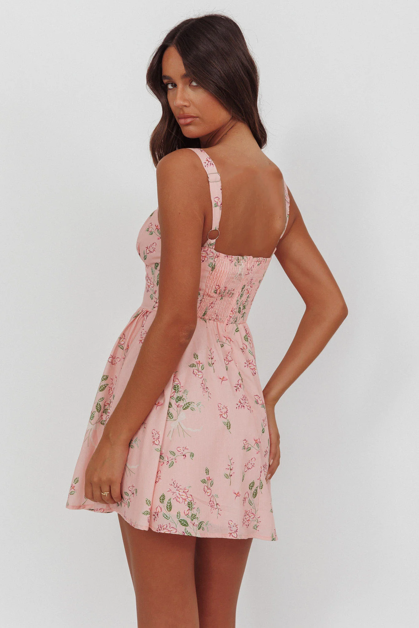 Seen The Light Tie Bust Mini Dress Floral Blush - Image 2