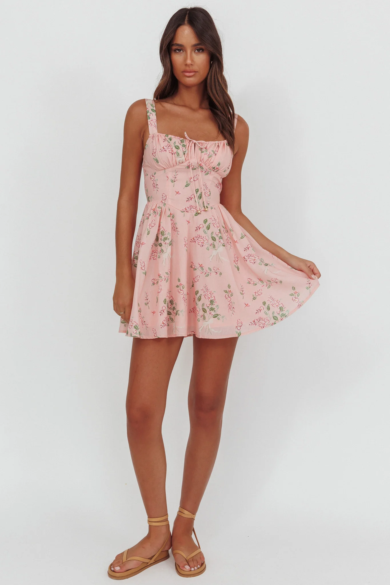 Seen The Light Tie Bust Mini Dress Floral Blush - Image 4