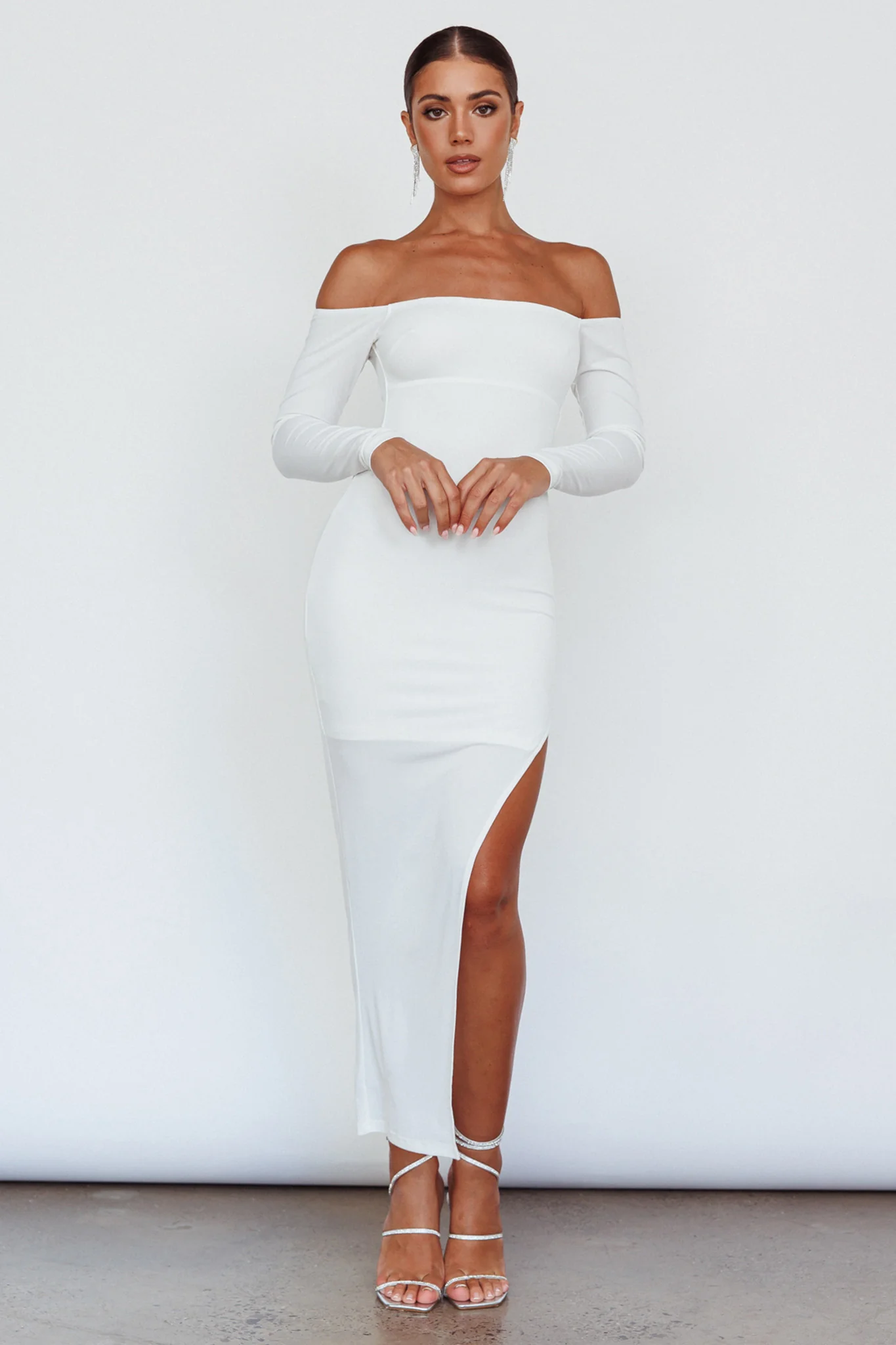 Sentimental Mood Off-Shoulder Midi Dress White - Image 6