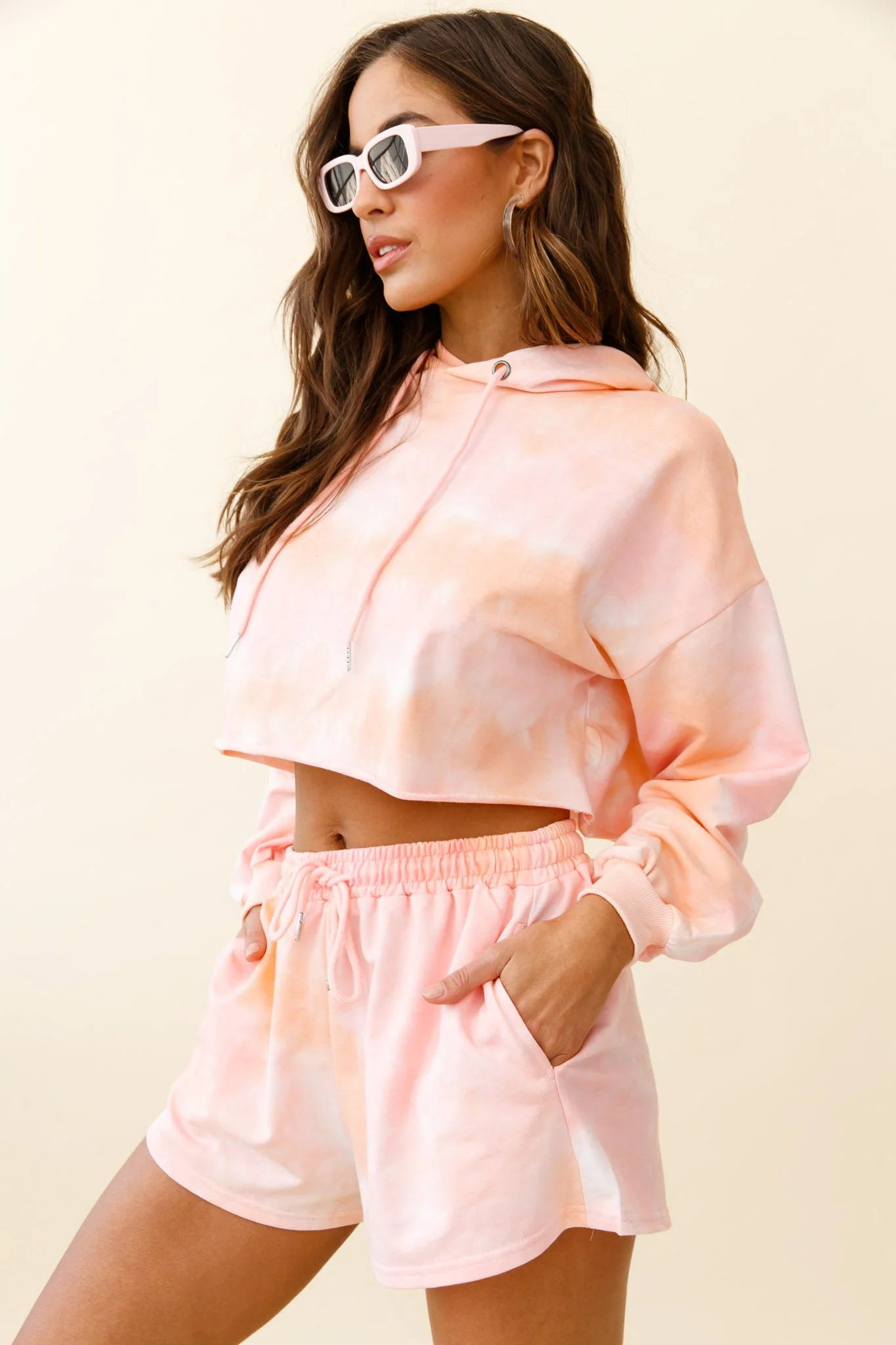 September Sun Crop Length Hoodie Pink - Image 5
