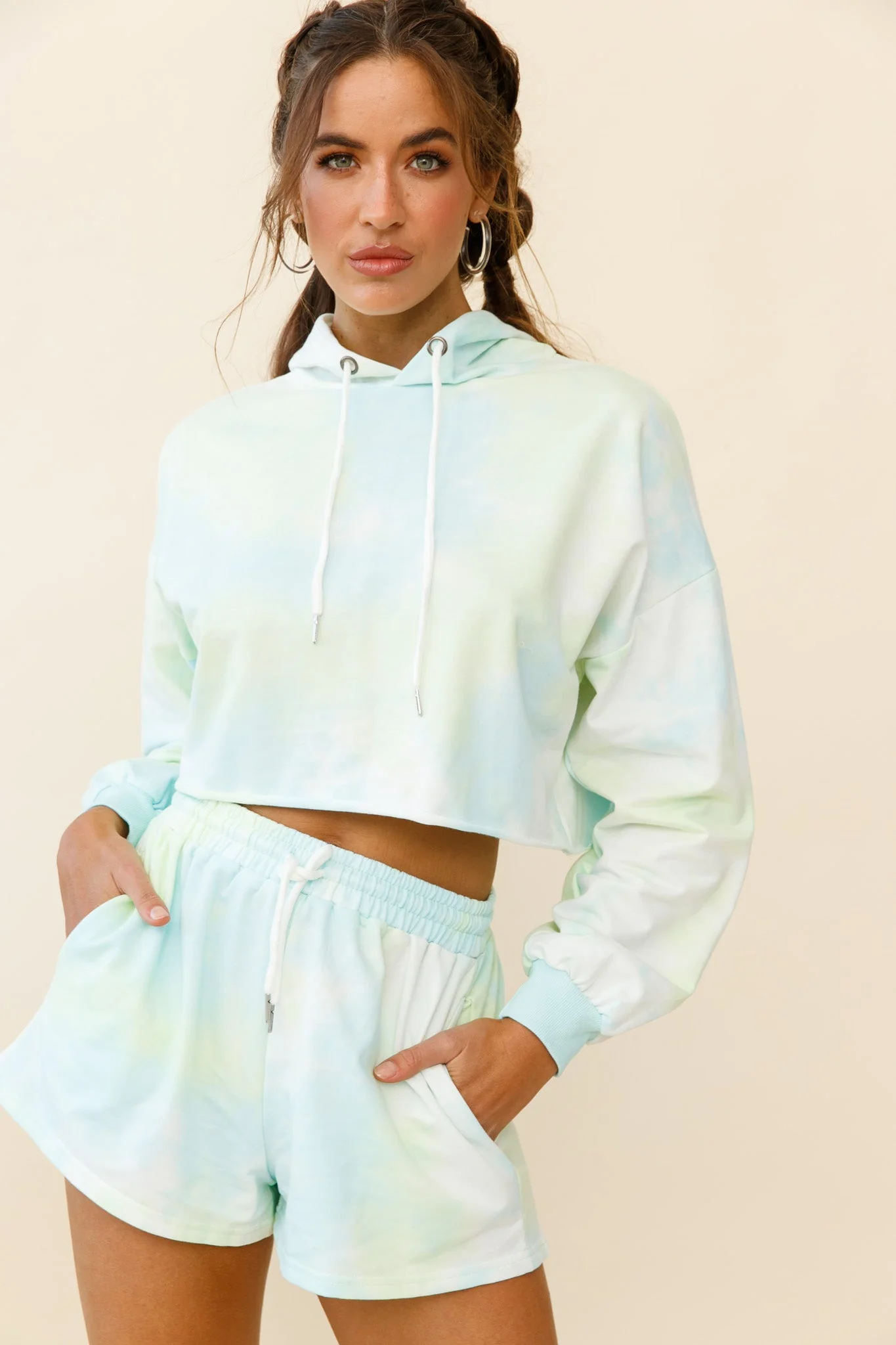 September Sun Drawstring Waist Shorts Green - Image 6