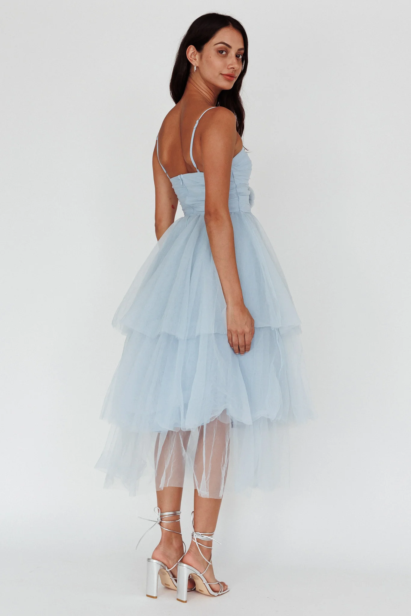 Seraphina Rose Bodice Tulle Midi Dress Baby Blue - Image 2