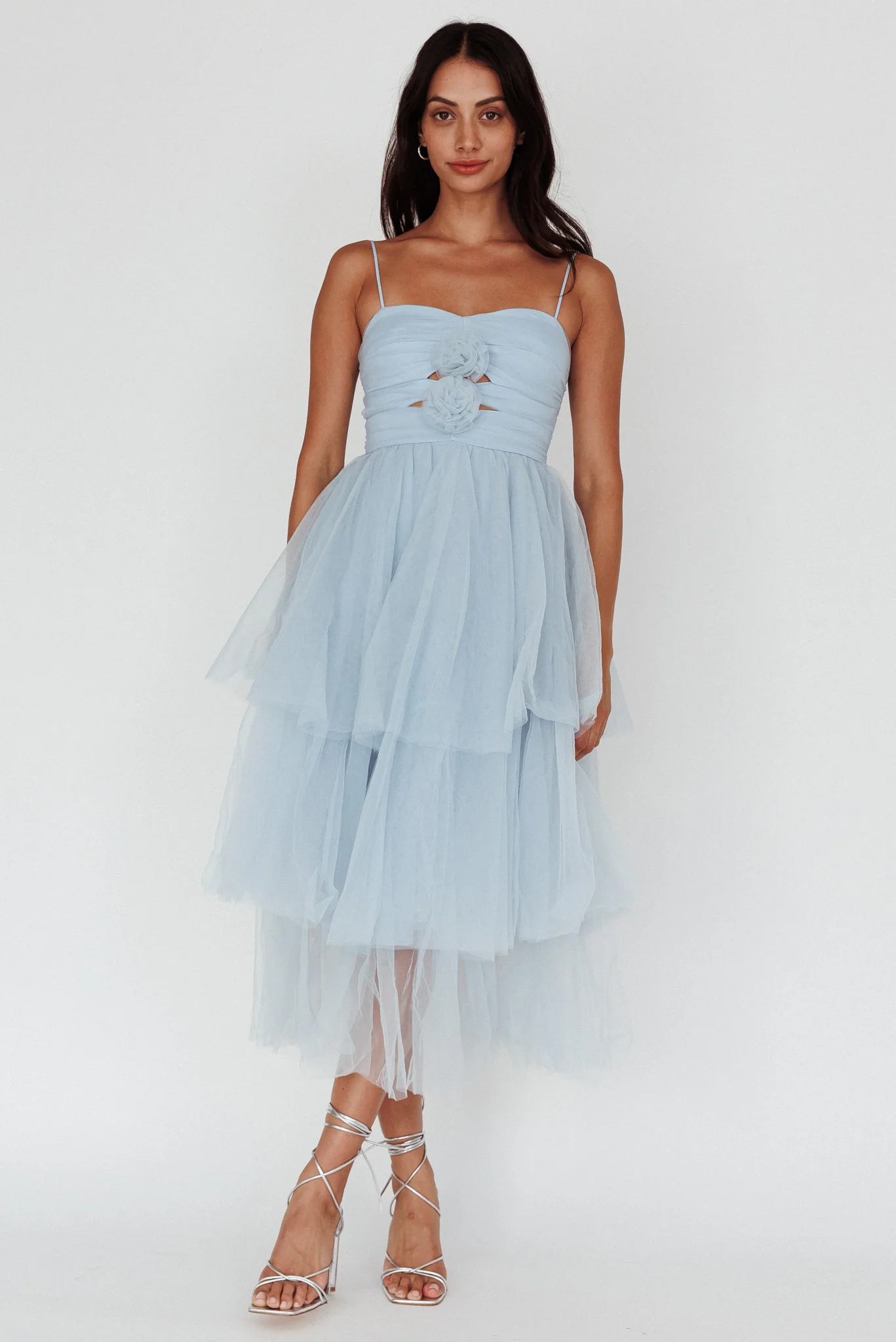 Seraphina Rose Bodice Tulle Midi Dress Baby Blue - Image 3
