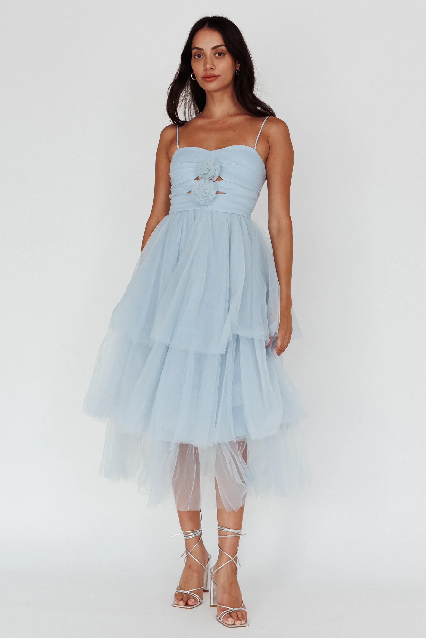 Seraphina Rose Bodice Tulle Midi Dress Baby Blue - Image 4