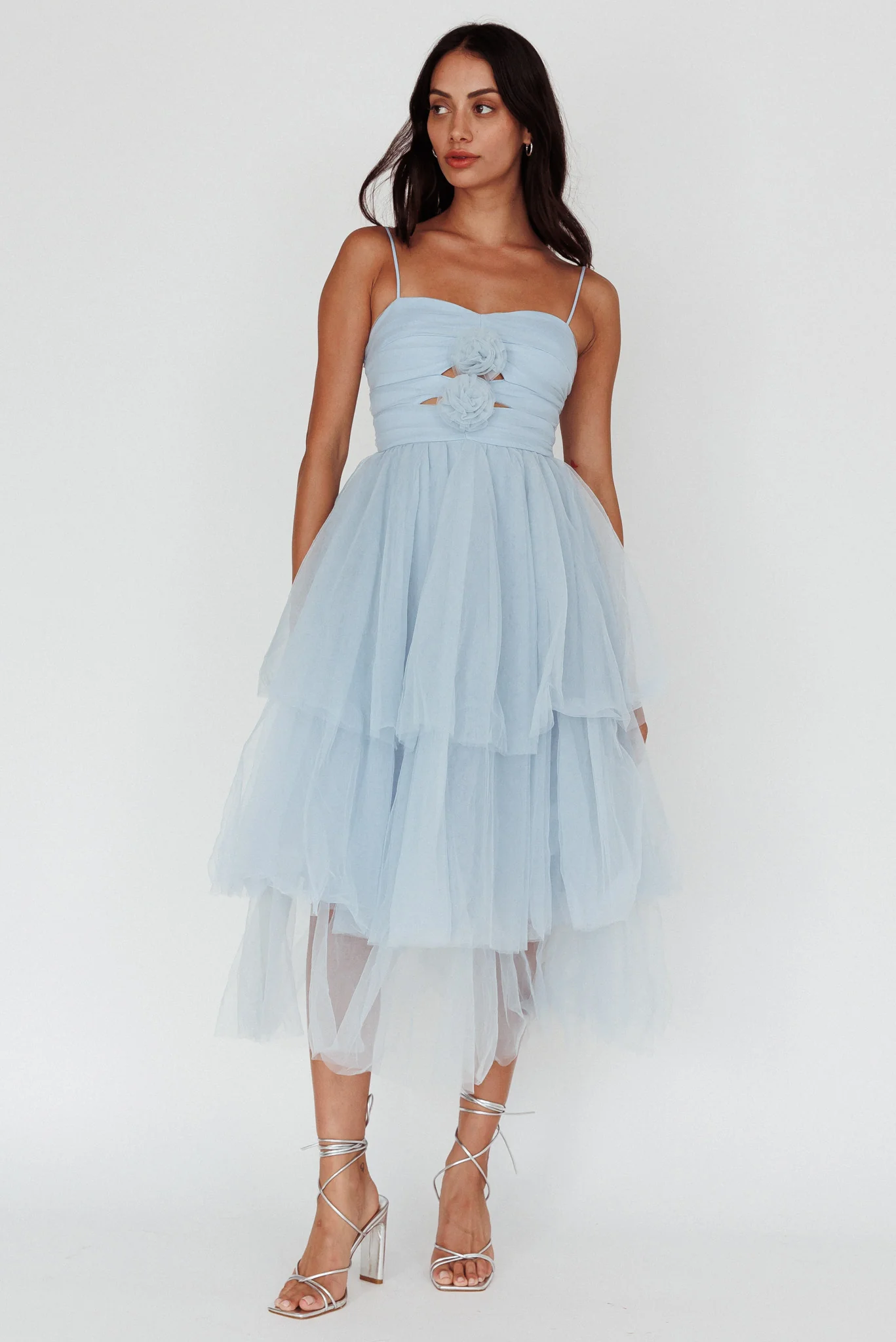 Seraphina Rose Bodice Tulle Midi Dress Baby Blue - Image 5