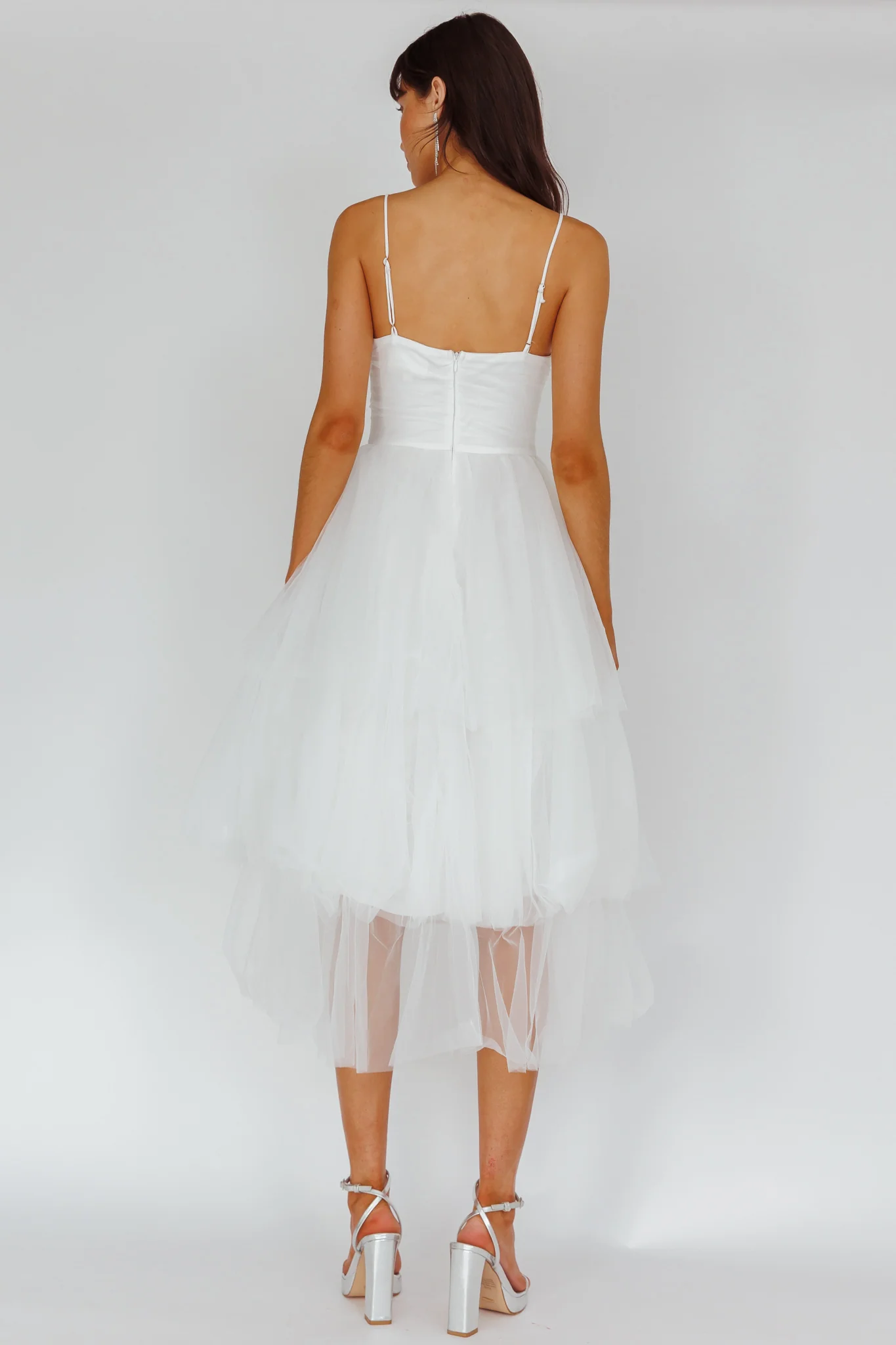 Seraphina Rose Bodice Tulle Midi Dress White - Image 2