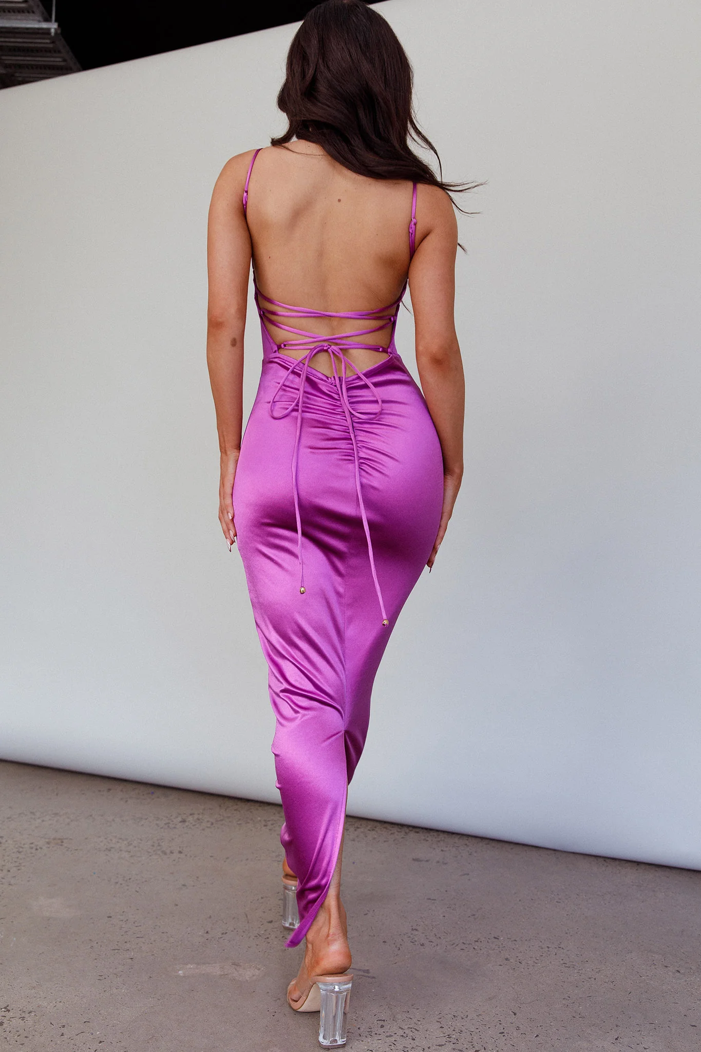 Seraya Lace-Up Back Dress Violet - Image 2