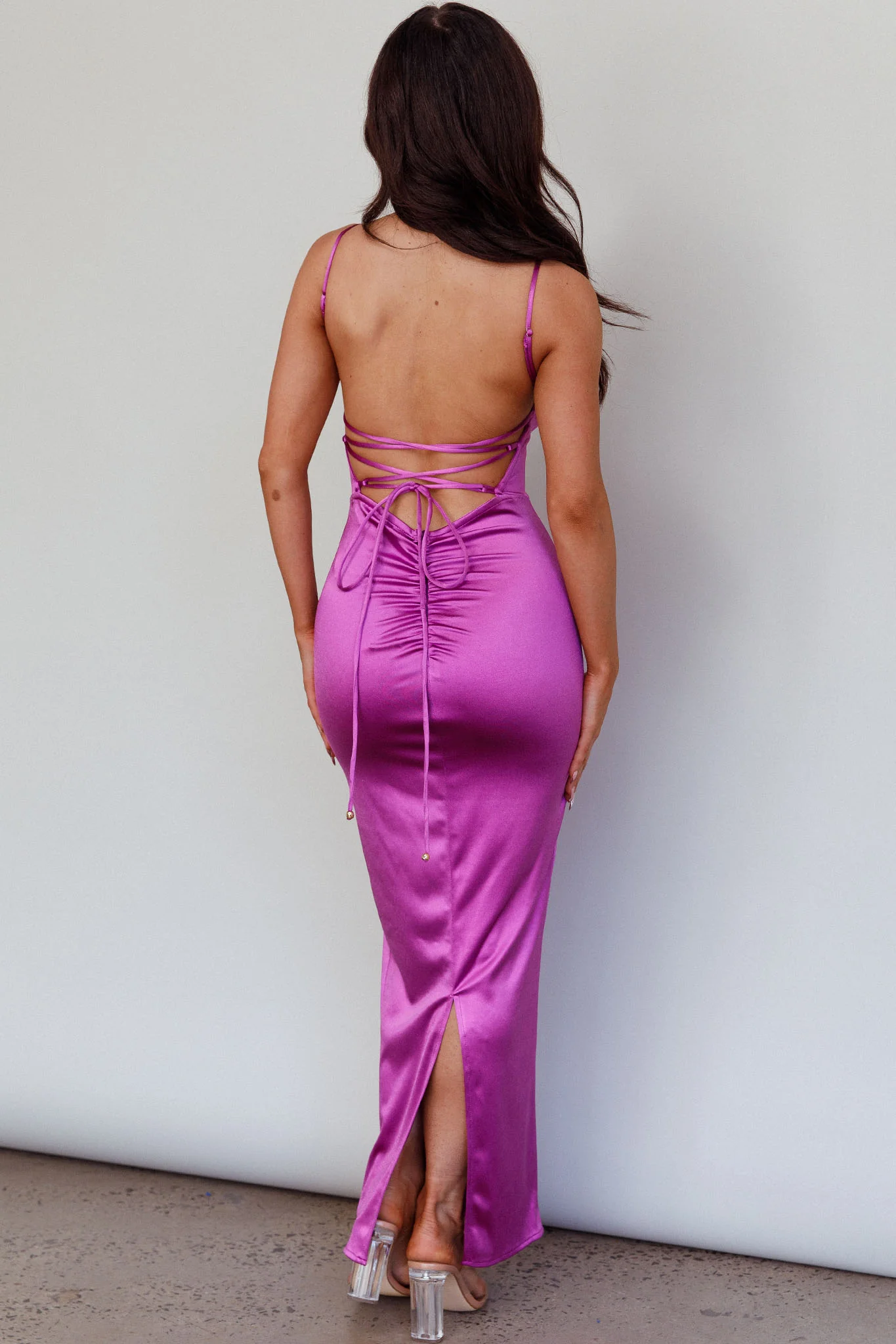 Seraya Lace-Up Back Dress Violet - Image 7