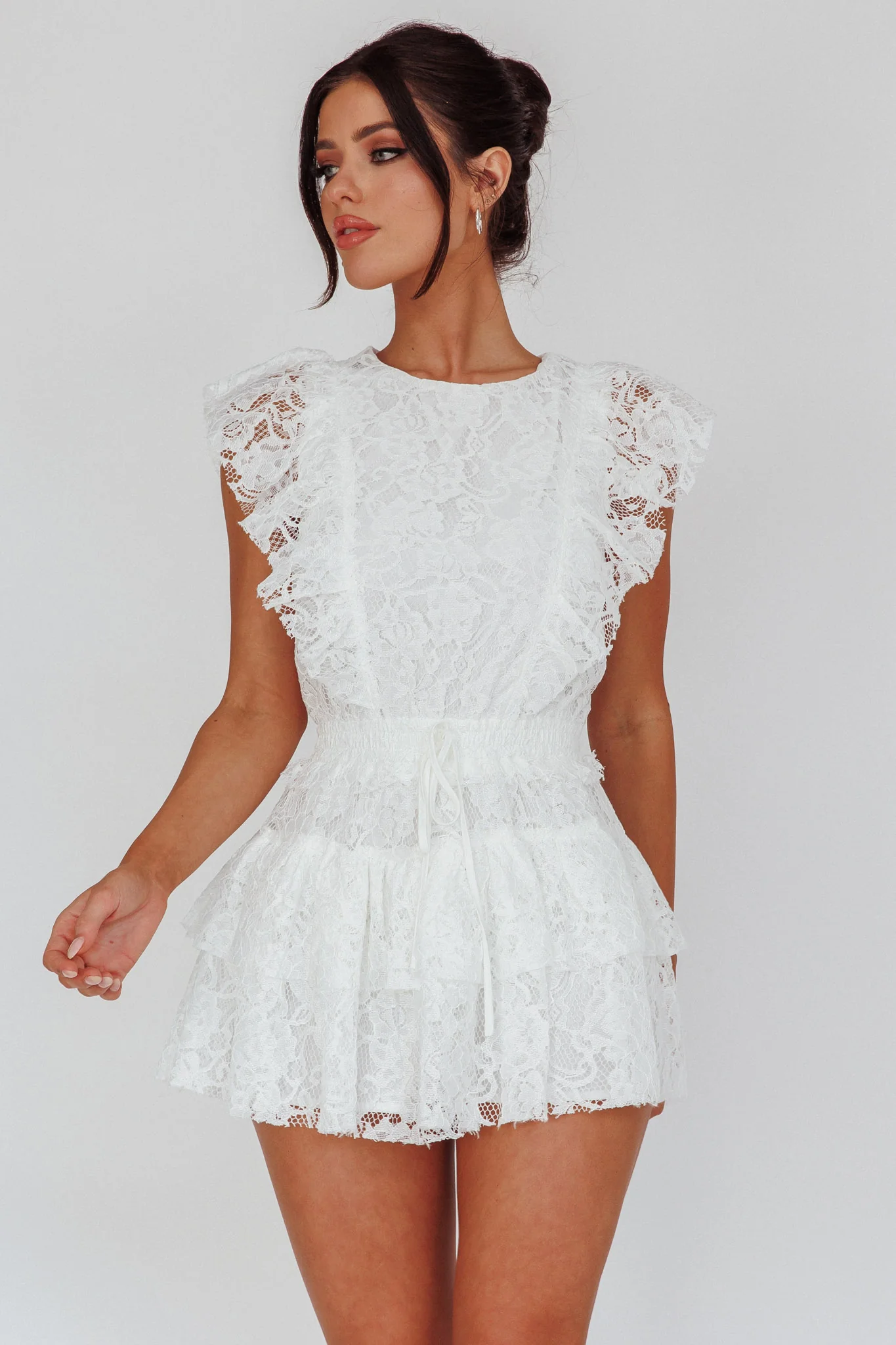 Sevila Sleeveless Lace Romper White - Image 5
