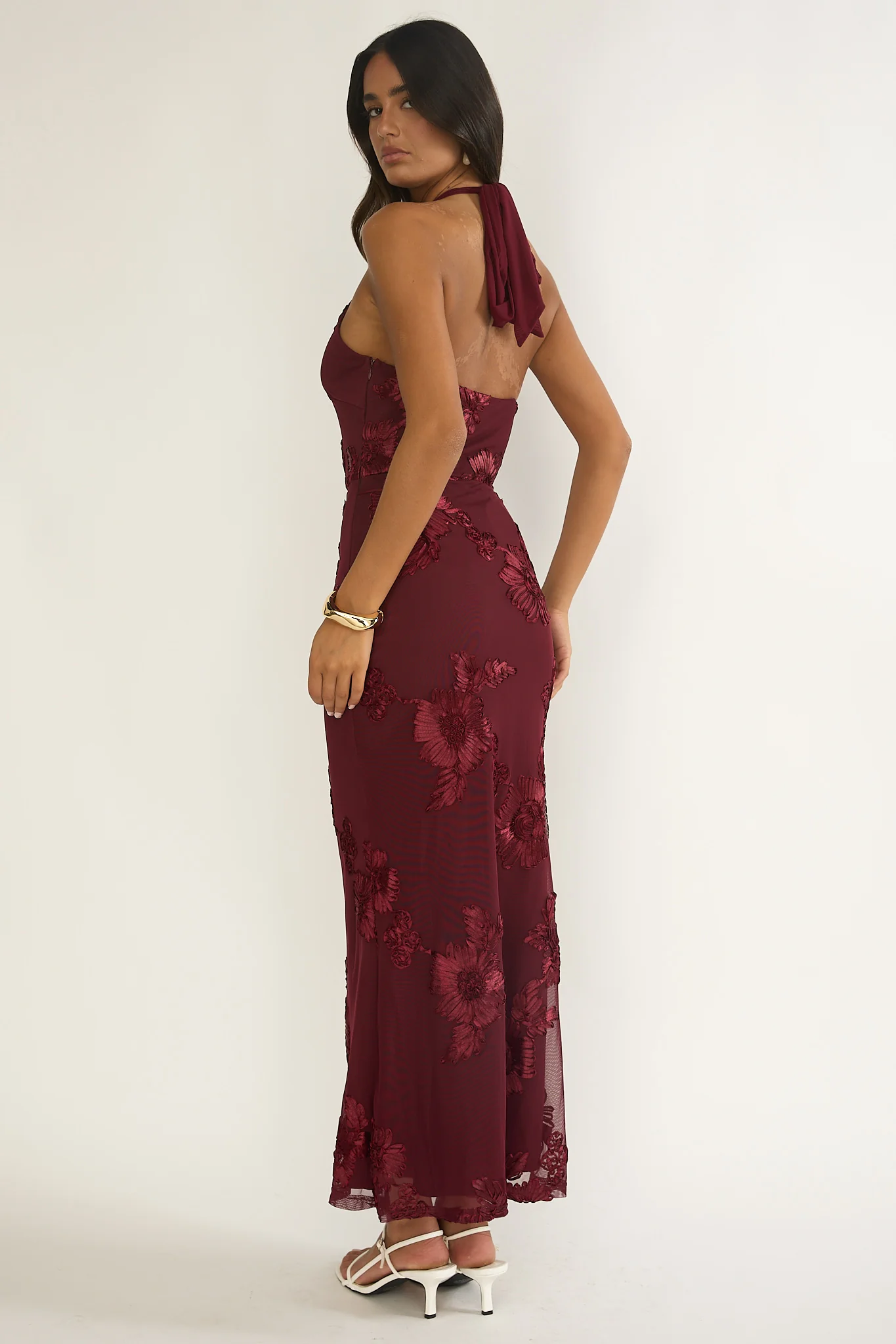 Shana Halterneck Maxi Dress Embellished Wine - Image 2
