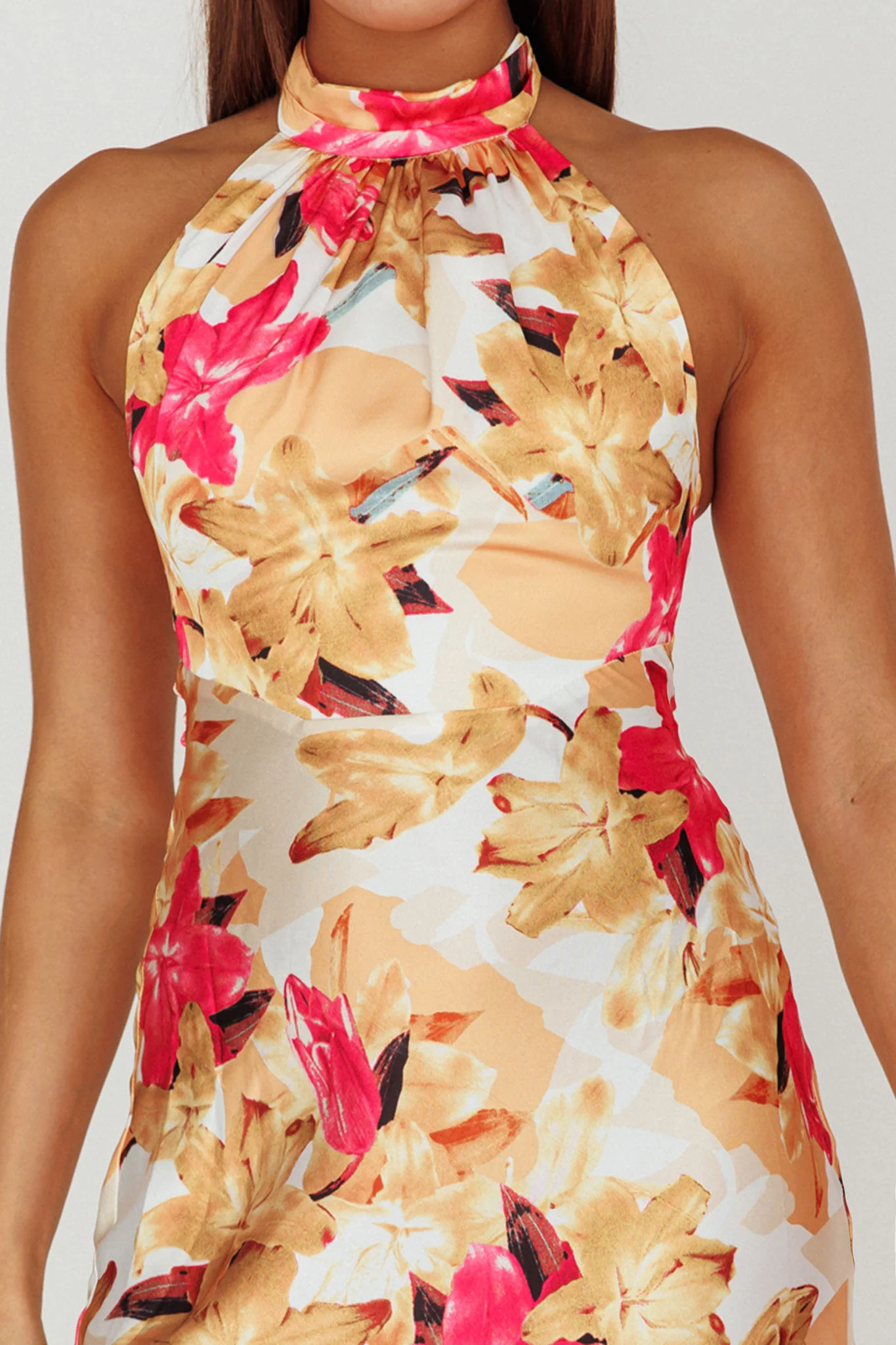 Shana Halterneck Maxi Dress Floral Pink - Image 4