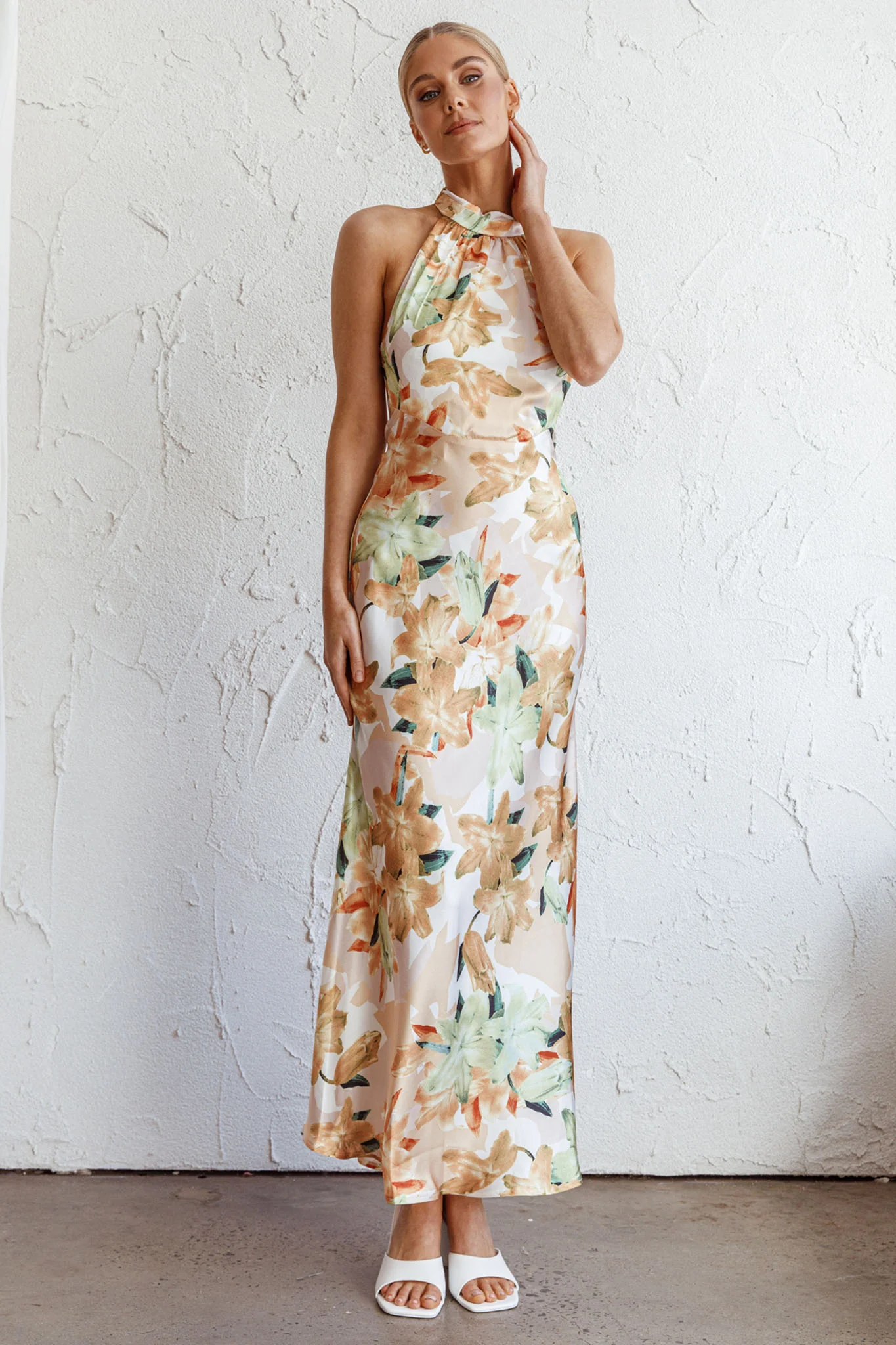 Shana Halterneck Maxi Dress Floral Yellow - Image 5