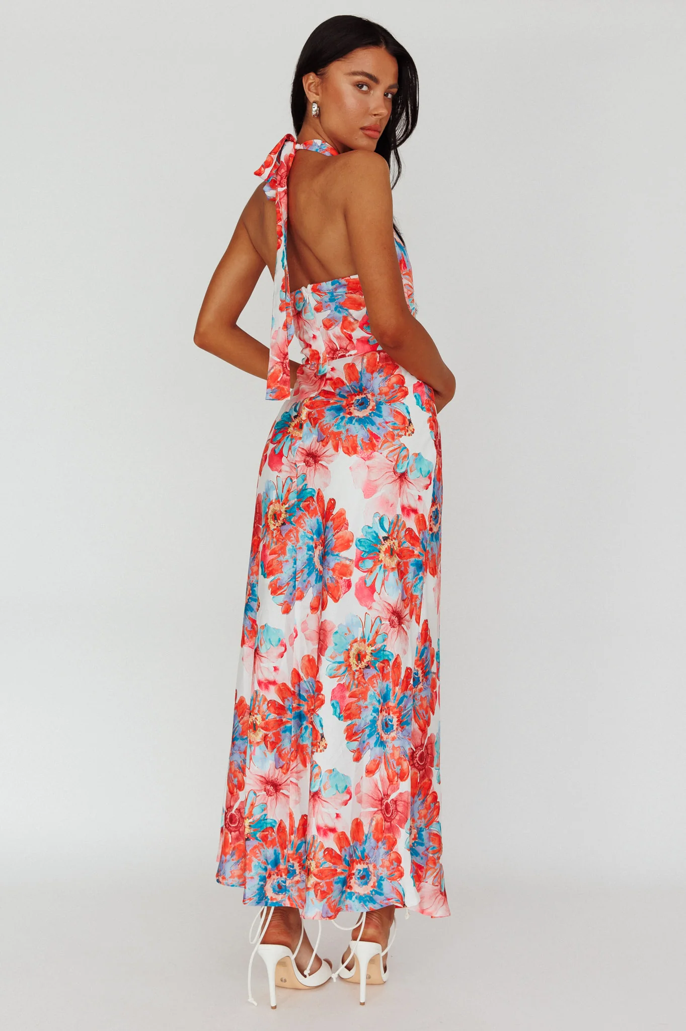 Shana Halterneck Maxi Dress Flowers Pink - Image 2
