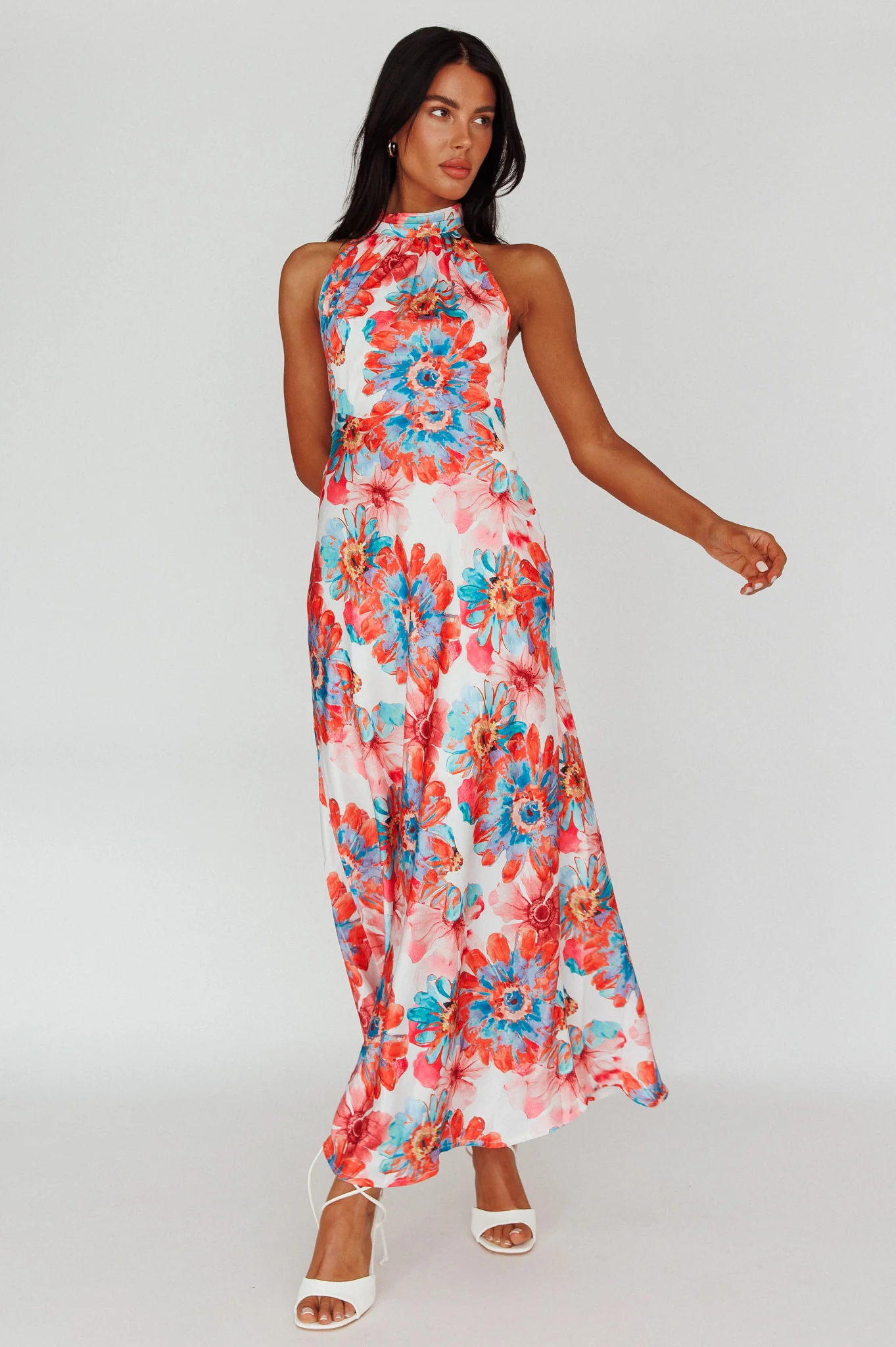 Shana Halterneck Maxi Dress Flowers Pink - Image 5