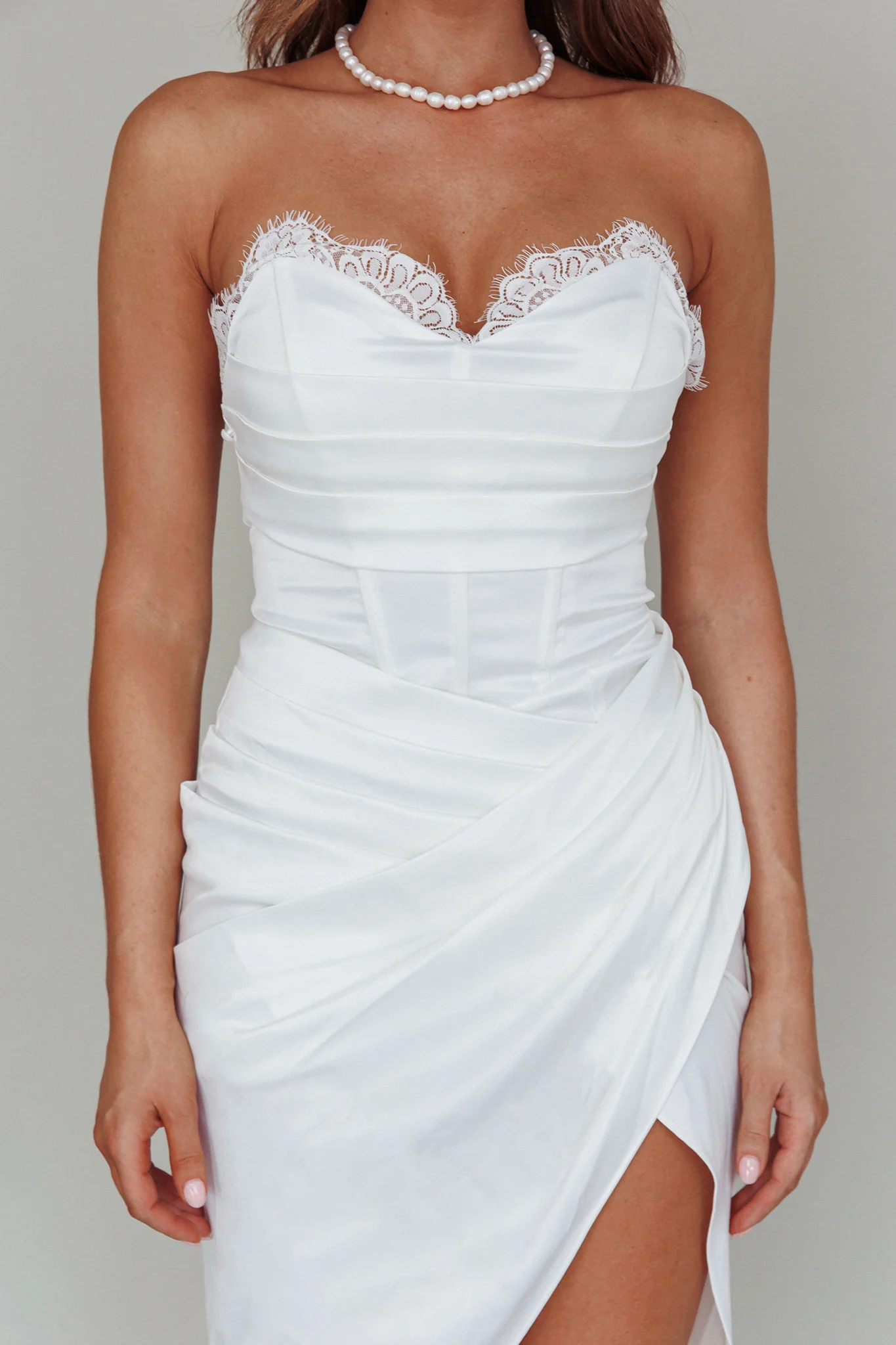Shanice Lace Trim Sweetheart Midi Dress White - Image 5