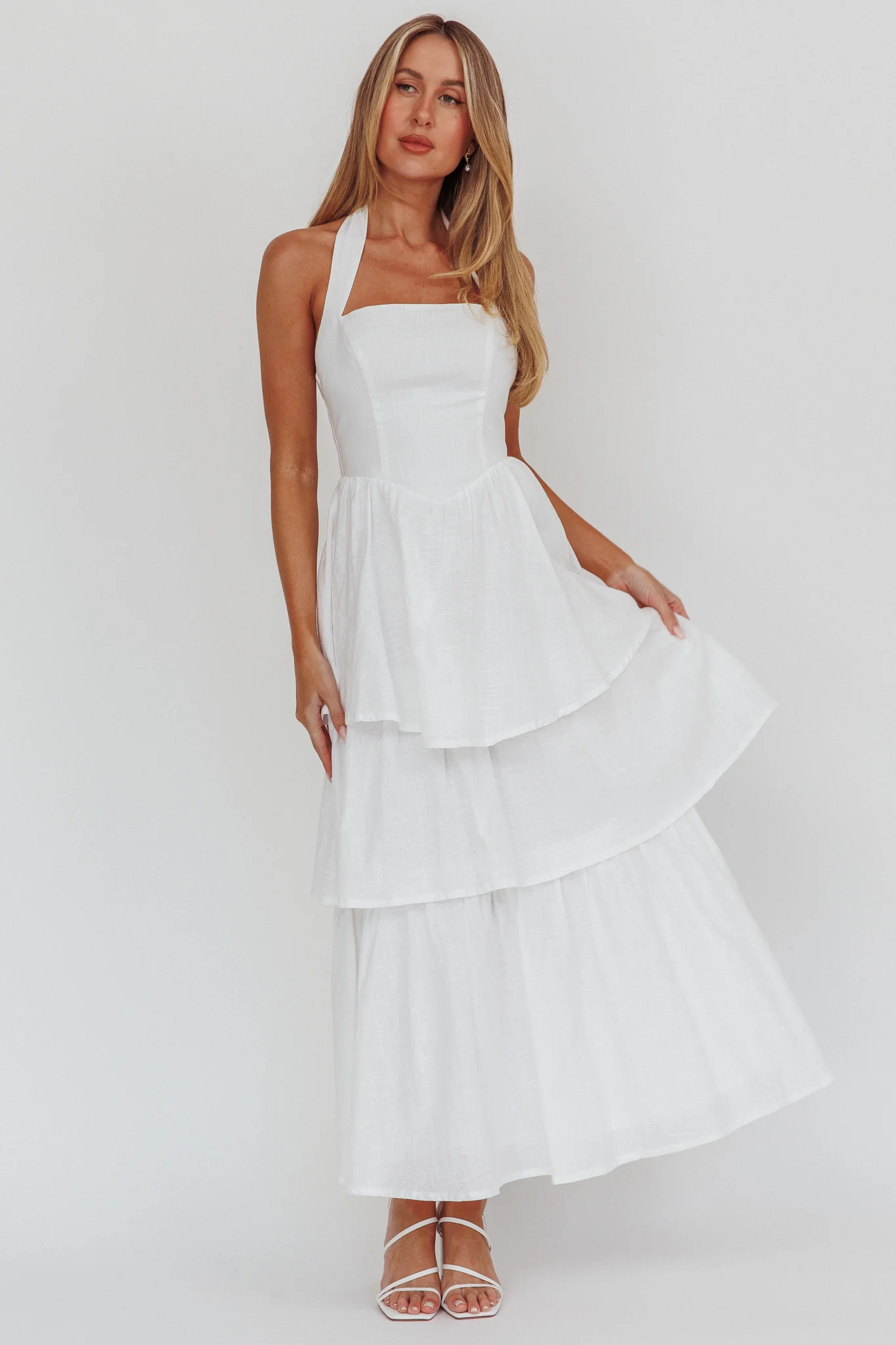 Shaya Tiered Ruffle Maxi Dress White - Image 5
