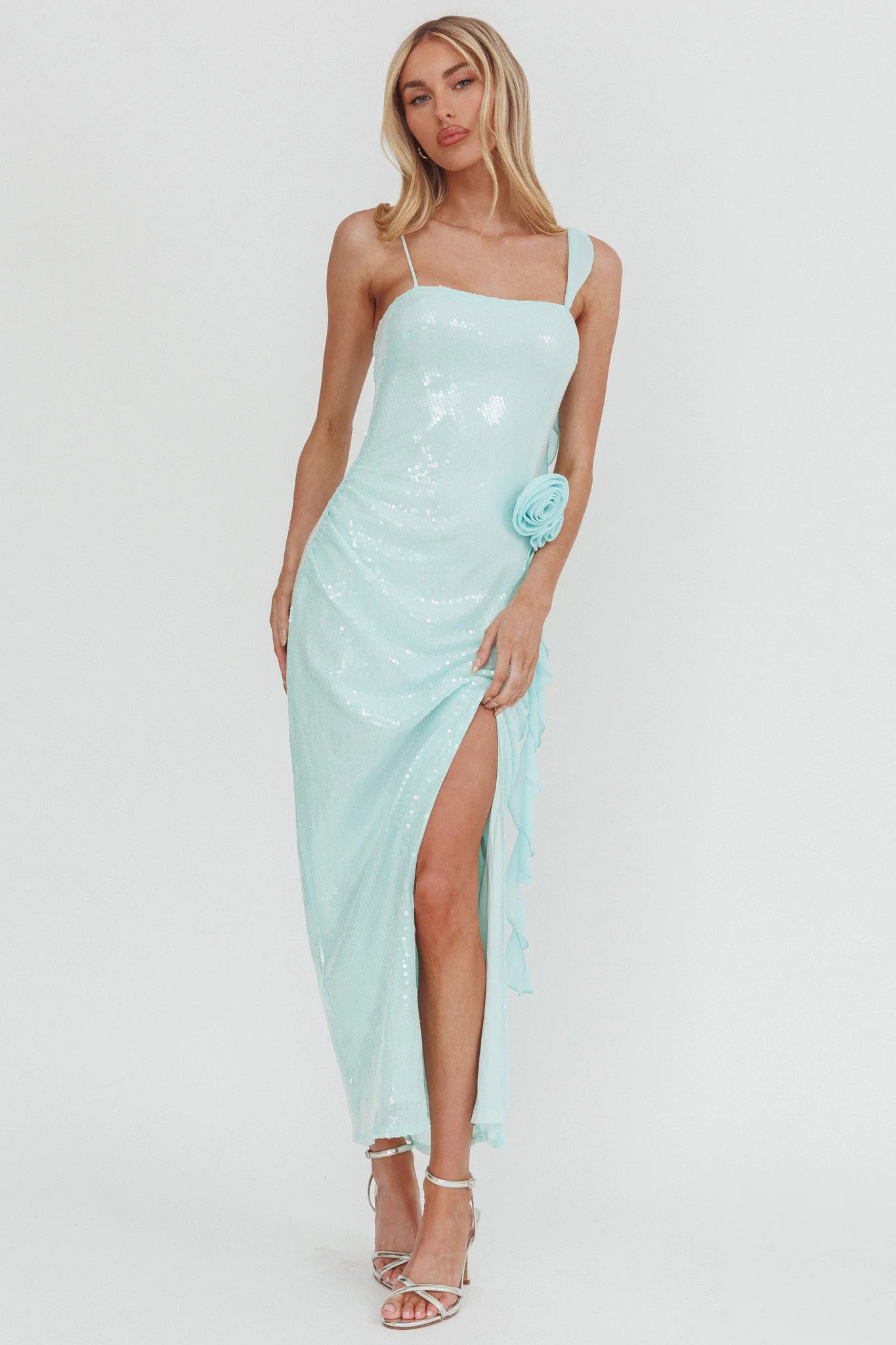 She Glows Cami Strap Sequin Maxi Dress Mint - Image 5