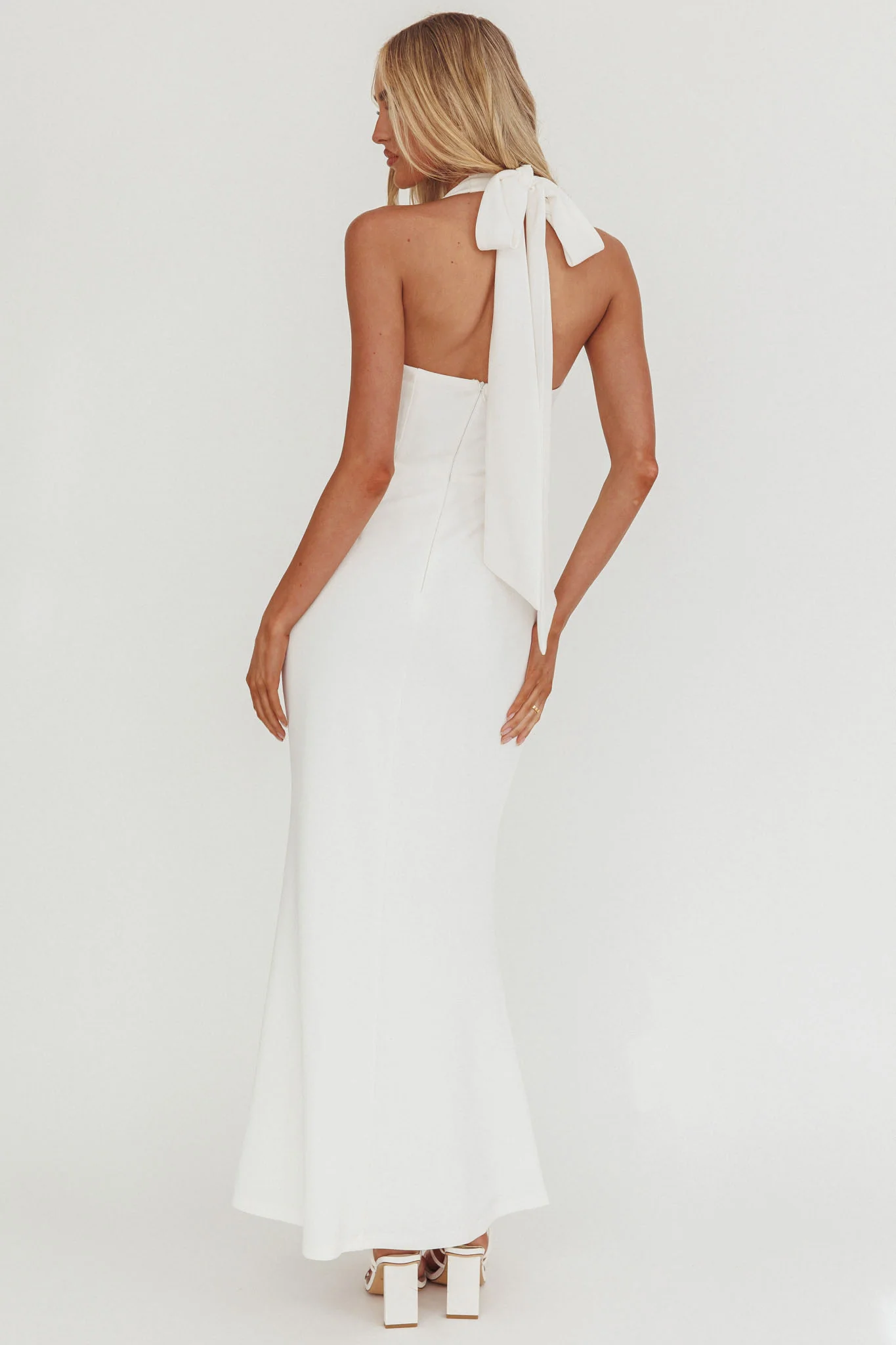 Shellie Square Neckline Halter Maxi Dress White - Image 4