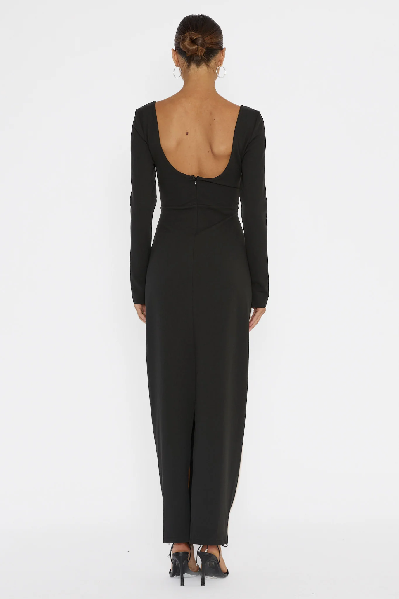 Shenae Long Sleeve Piping Midi Dress Black - Image 3