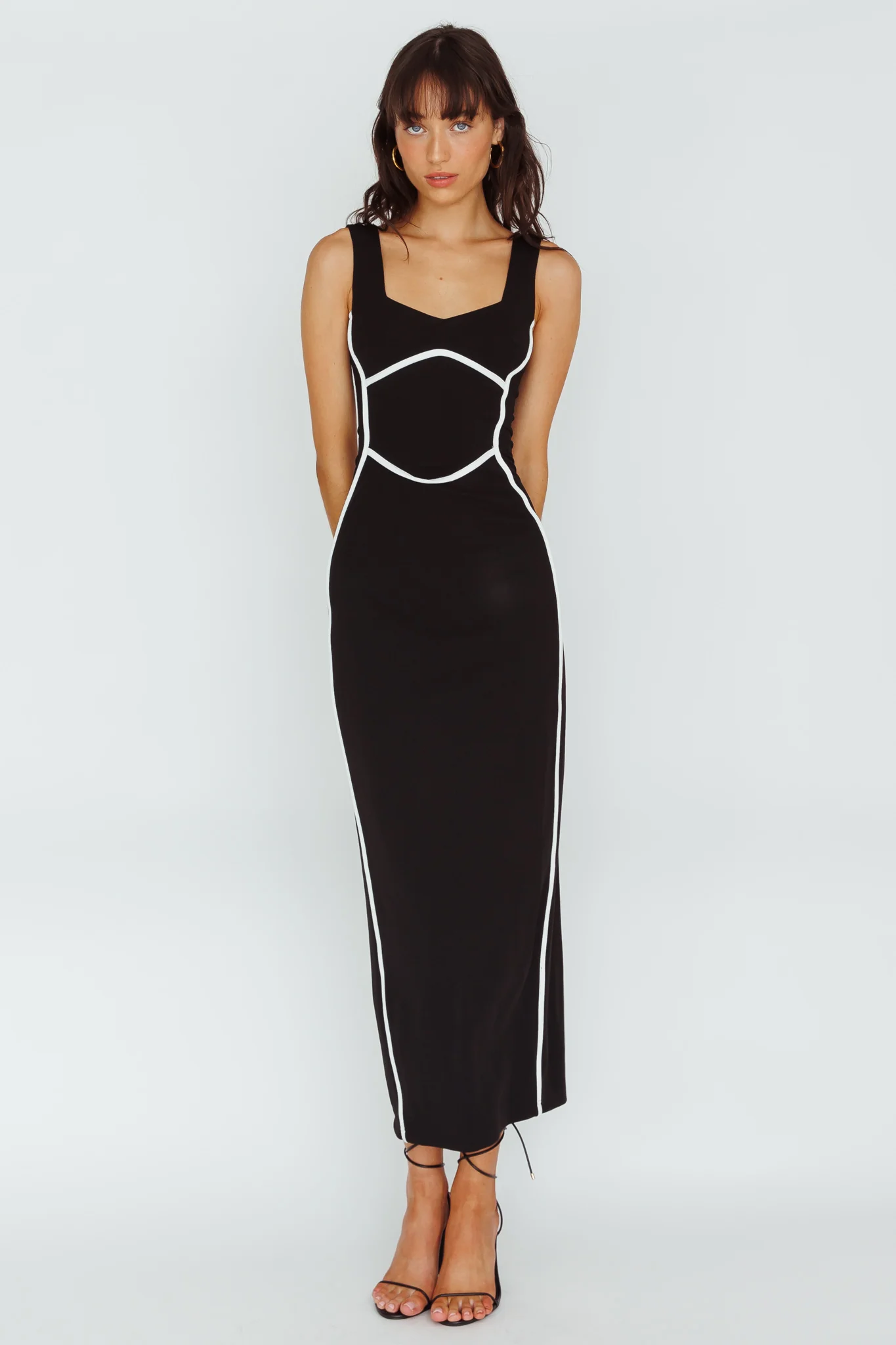Shenae Piping Trim Maxi Dress Black - Image 5