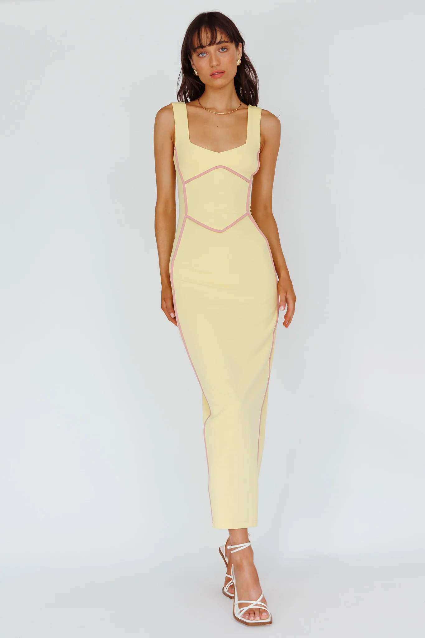 Shenae Piping Trim Maxi Dress Lemon - Image 5