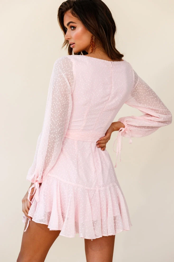 Sheri Hail Spot Chiffon Dress Pink - Image 3