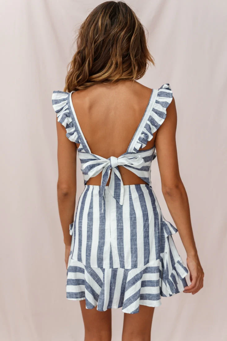 Shiloh Tie-Back Pinafore Dress Navy - Image 3
