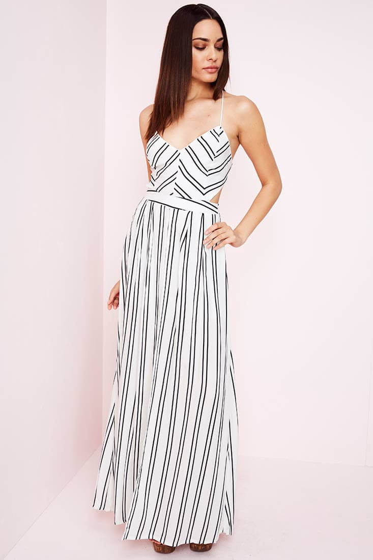 Sidney Striped Maxi Romper White Black - Image 5
