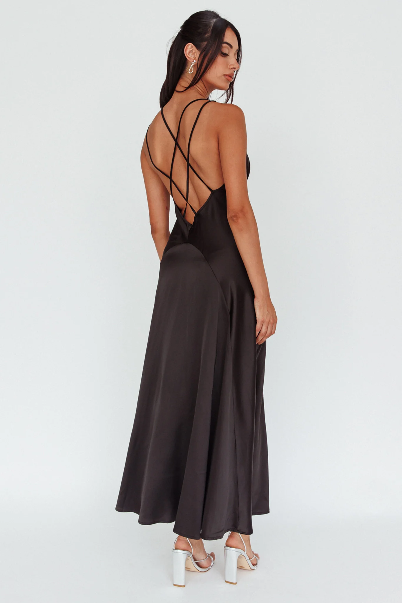 Signature Lace Trim Midi Dress Black - Image 4