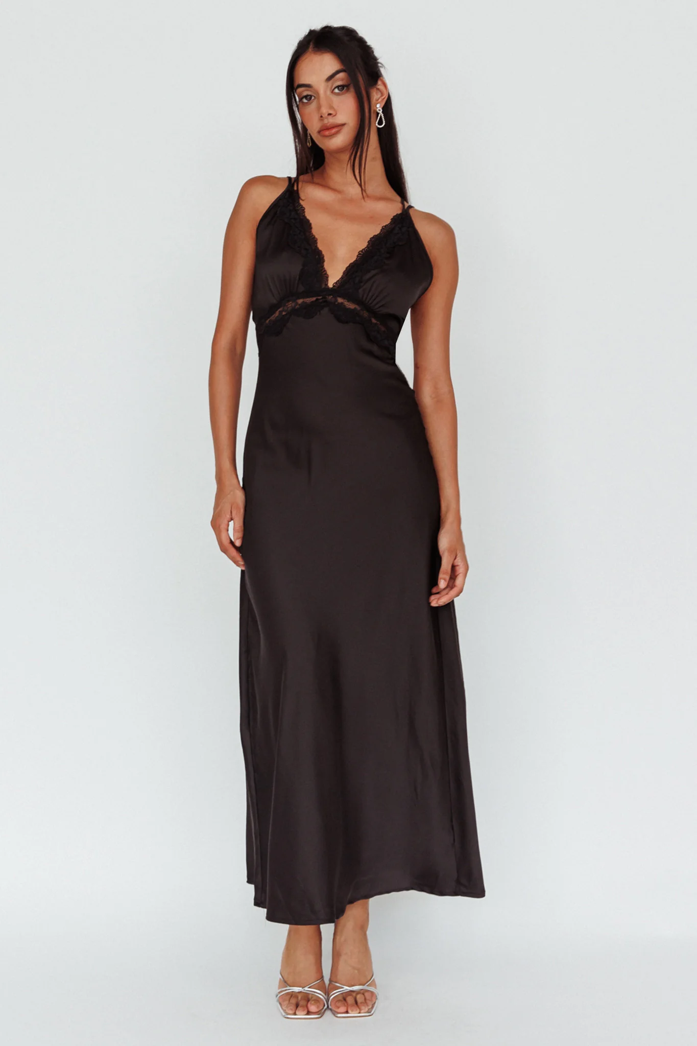 Signature Lace Trim Midi Dress Black - Image 5